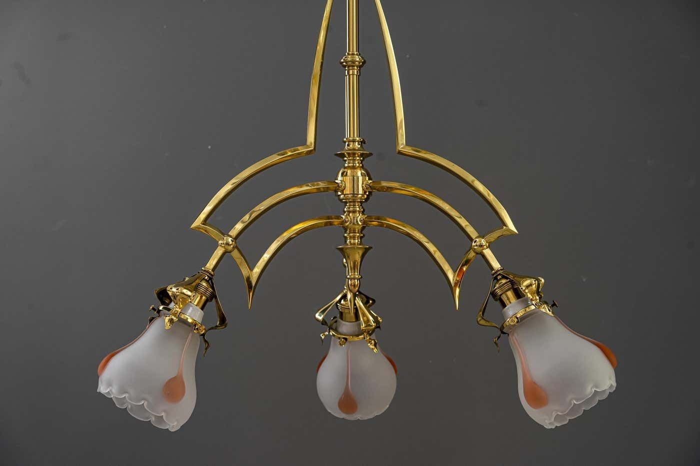 Art Deco Chandelier Vienna With Glass Shades Around 1920s photo furniture