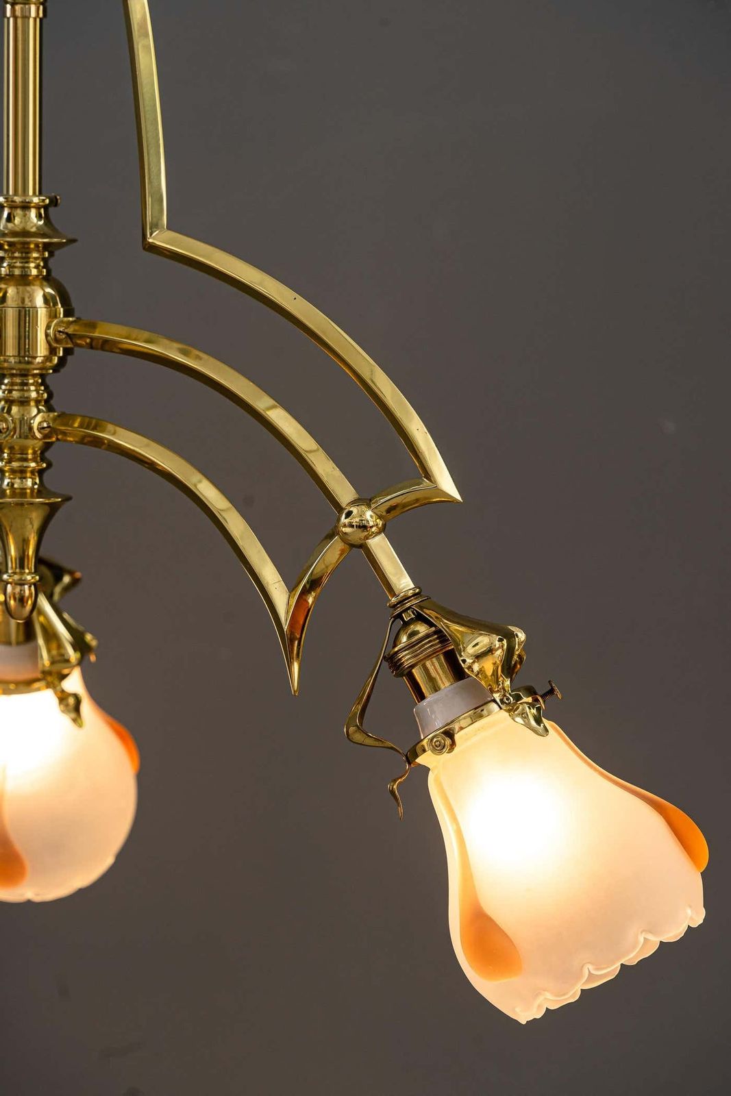 photo for sale Art Deco Chandelier Vienna With Glass Shades Around 1920s
