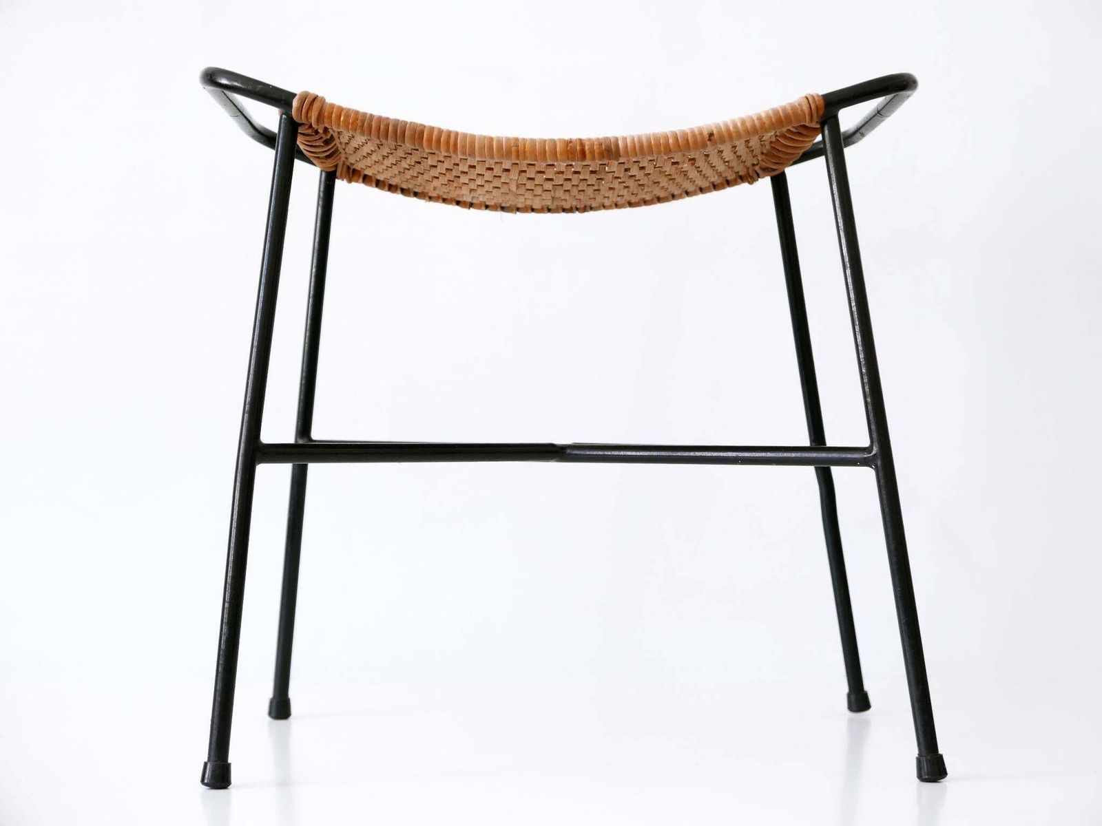 photo for sale Set Of Two Lovely Mid Century Modern Rattan Stools Germany 1960s