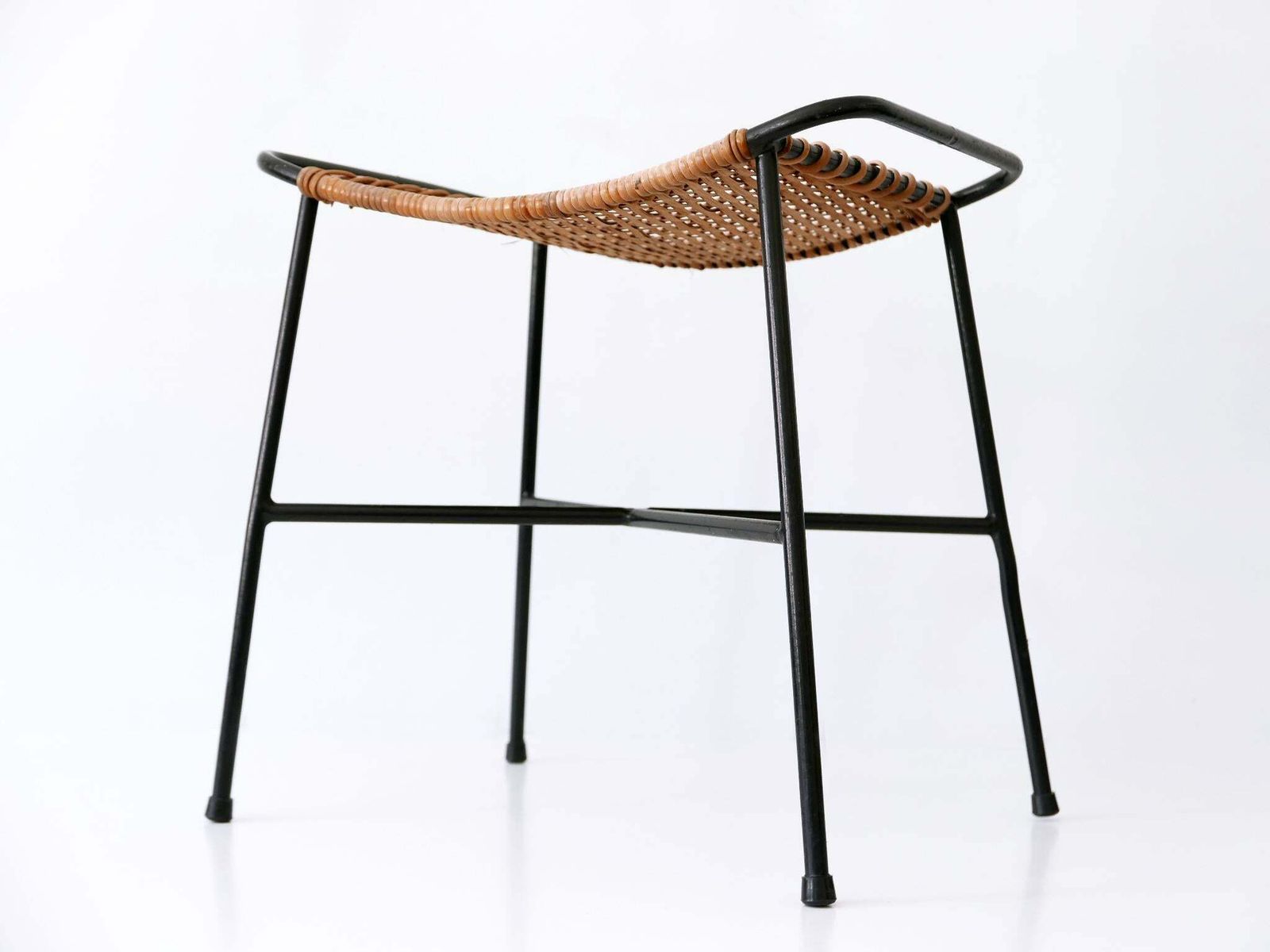 photo vinterior Set Of Two Lovely Mid Century Modern Rattan Stools Germany 1960s