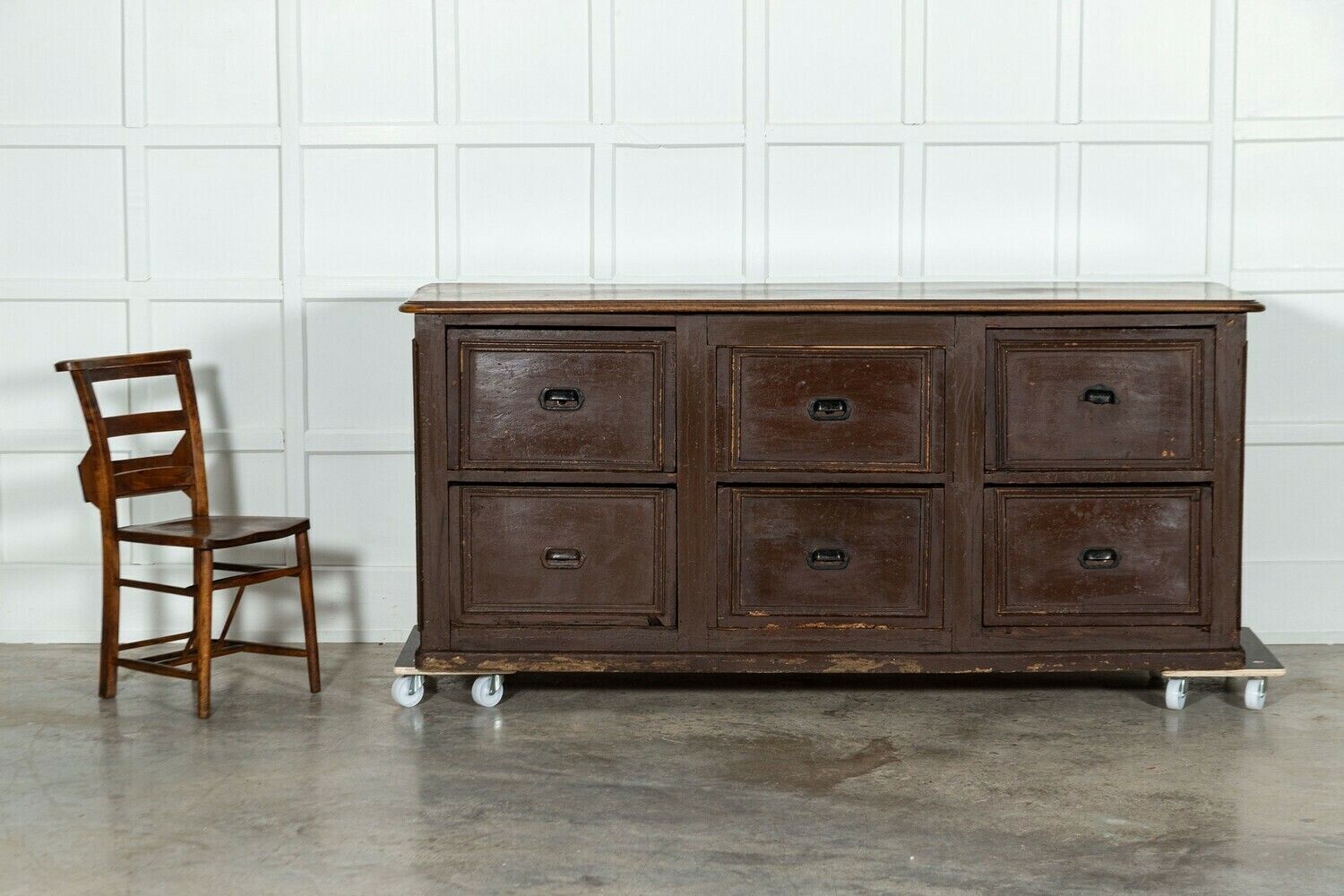 Large 19thc French Mahogany & Pine Painted Counter Drawers photo furniture