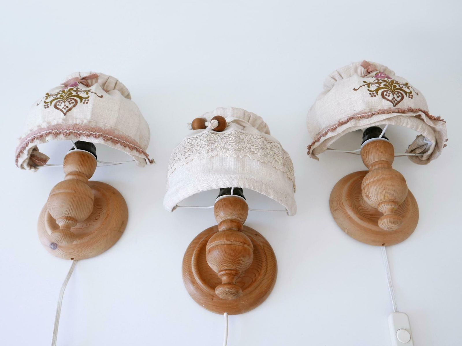 Set Of Three Mid Century Modern Pine Rustic Sconces Or Wall Lamps Sweden 1960s photo Lighting