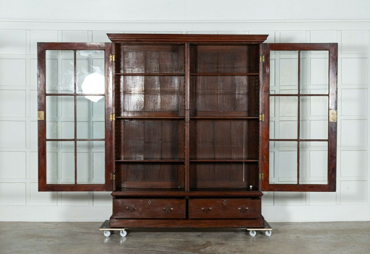 Large 19thc English Mahogany Glazed Bookcase photo furniture