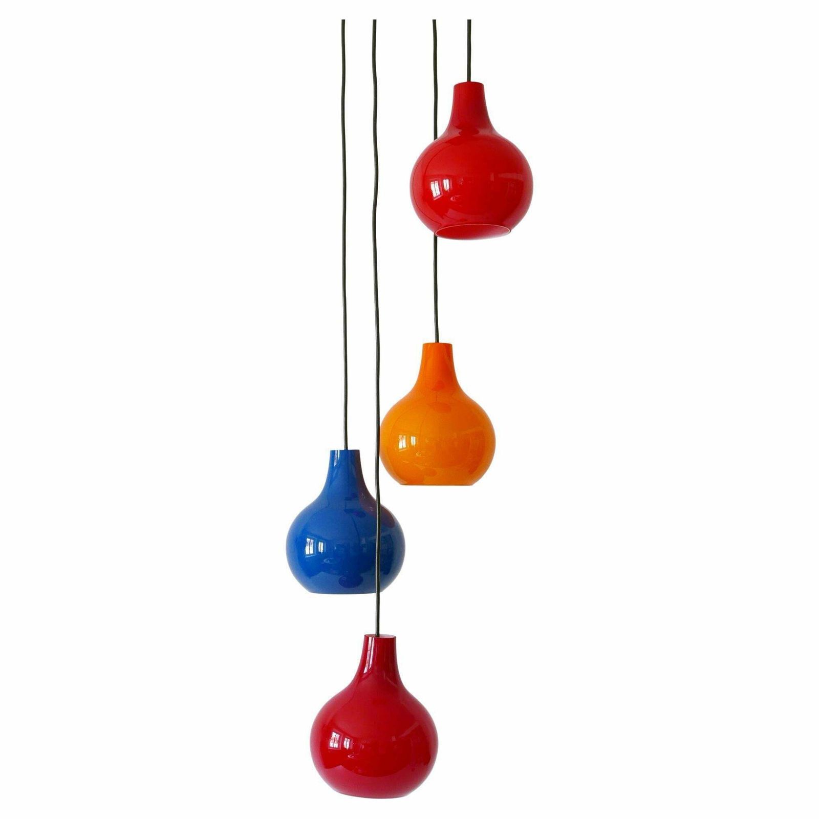 Amazing Four Flamed Cascading Pendant Lamp By Peill And Putzler Germany 1970s