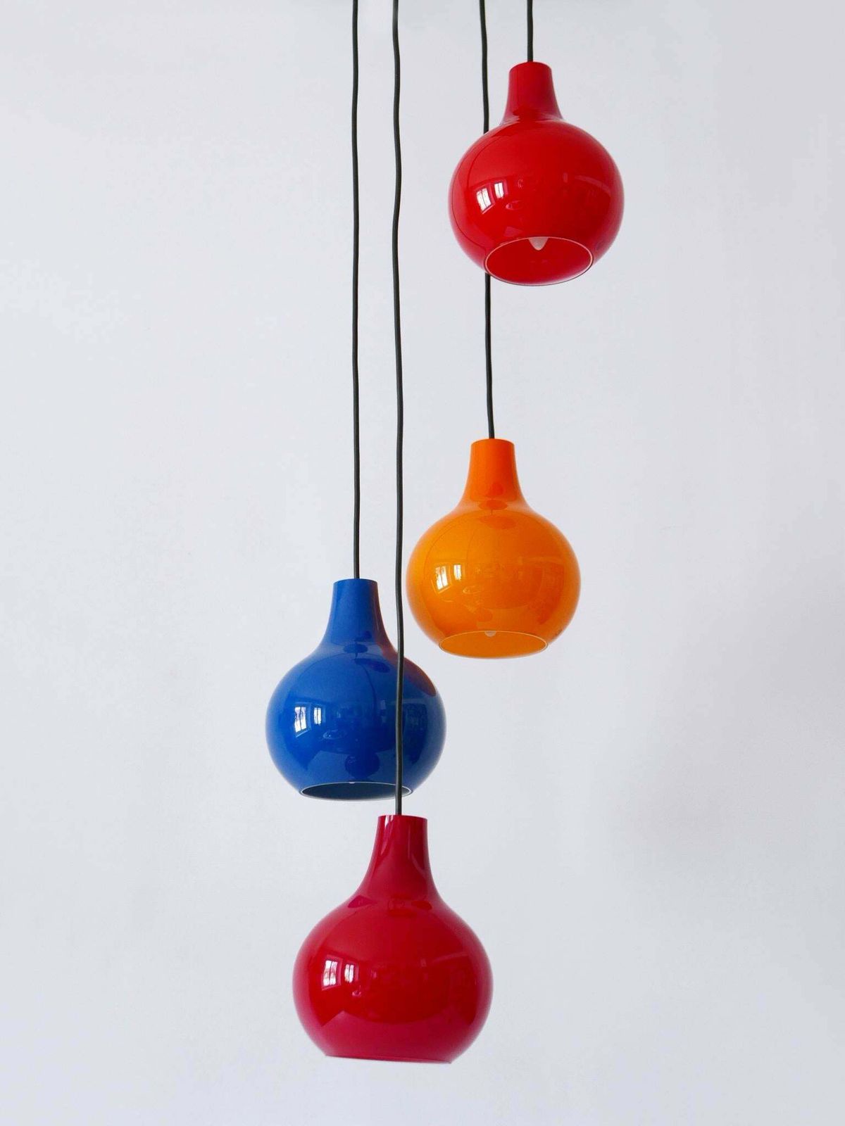 Amazing Four Flamed Cascading Pendant Lamp By Peill And Putzler Germany 1970s photo for sale