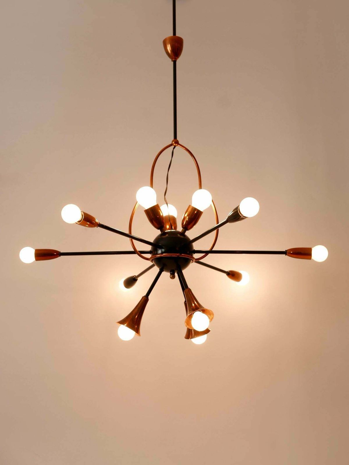 Exceptional Twelve Flamed Sputnik Chandelier Or Pendant Lamp Austria 1950s photo Lighting