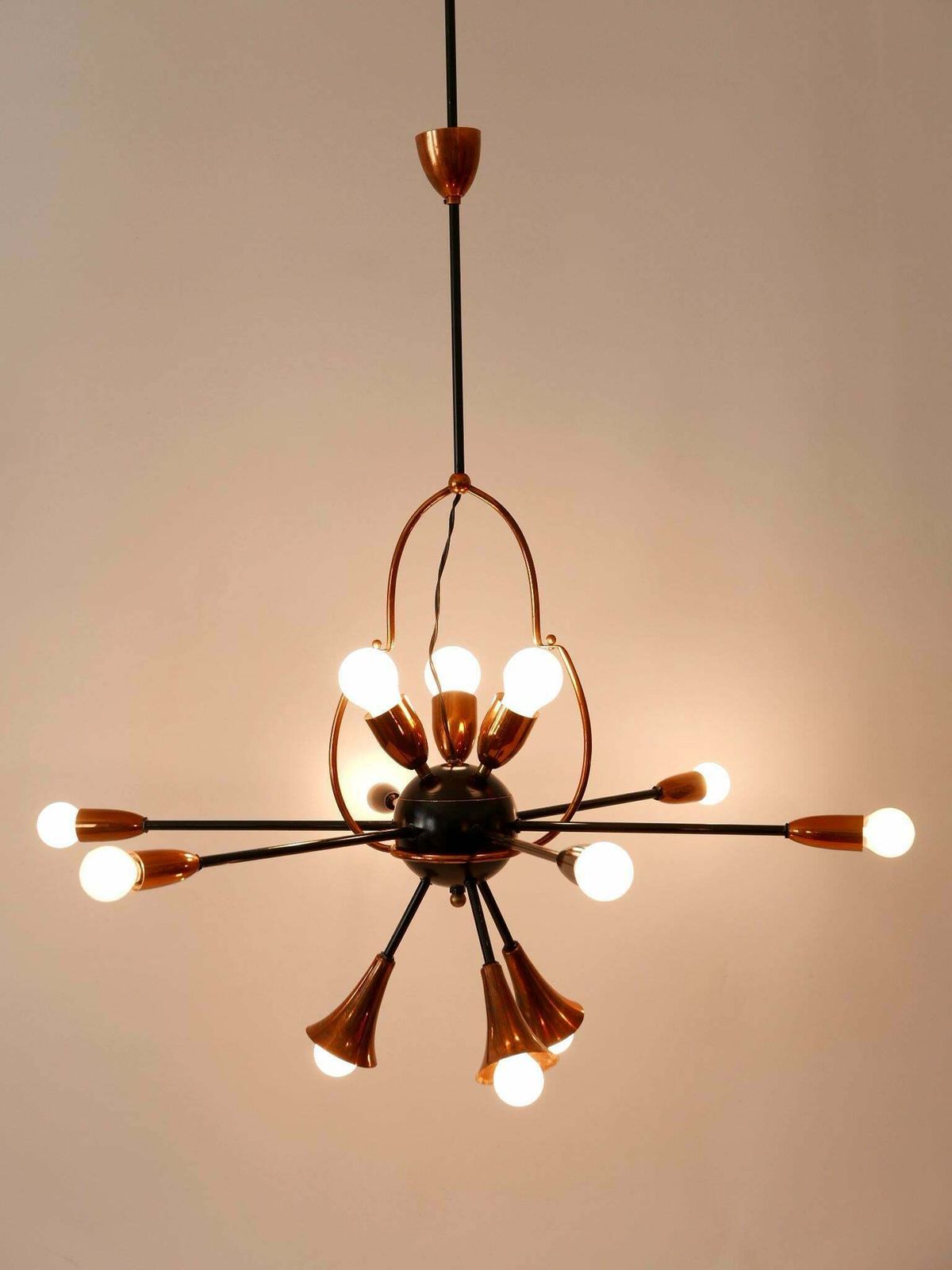 Exceptional Twelve Flamed Sputnik Chandelier Or Pendant Lamp Austria 1950s photo vintage