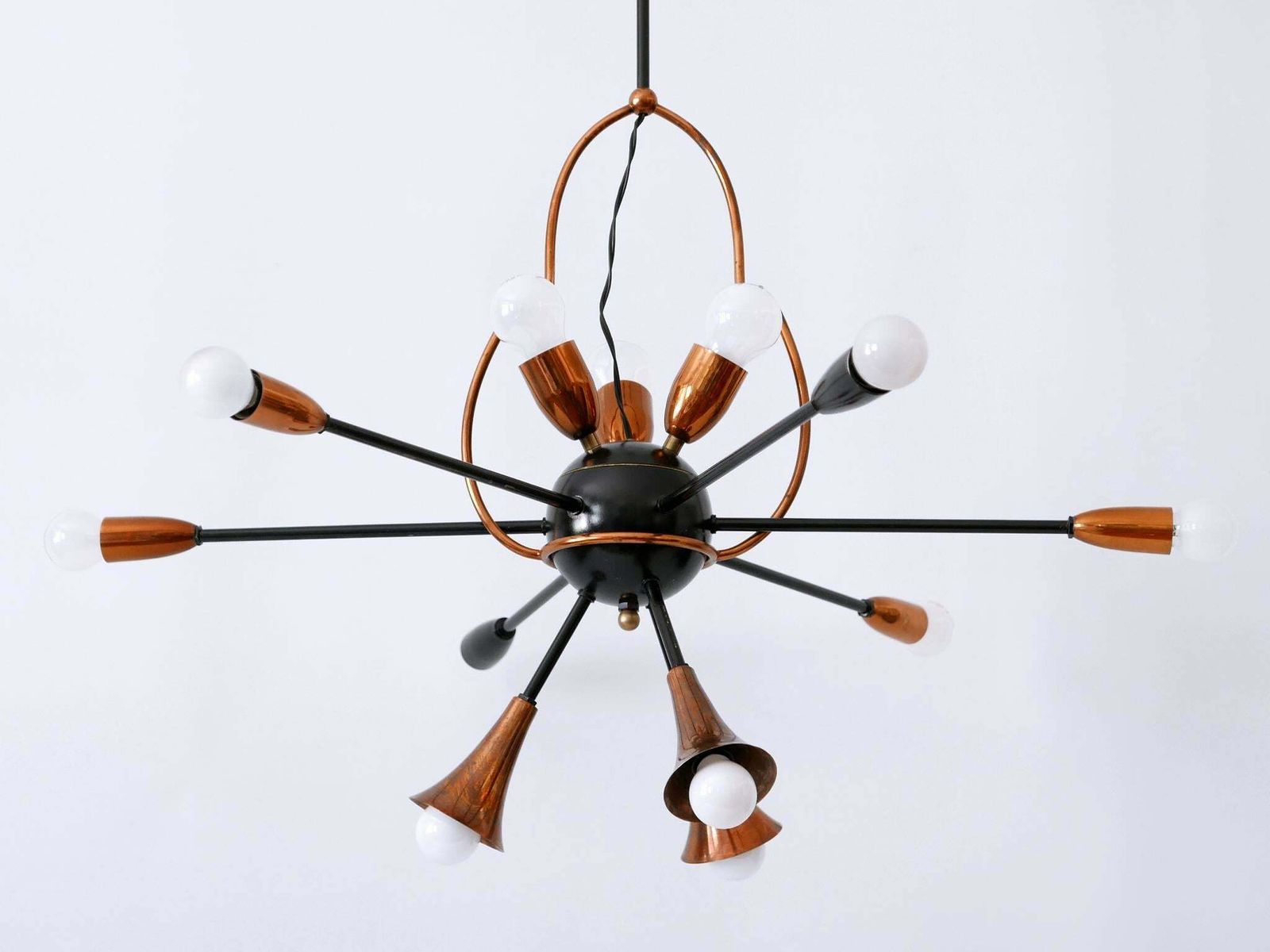 Lighting Exceptional Twelve Flamed Sputnik Chandelier Or Pendant Lamp Austria 1950s photo