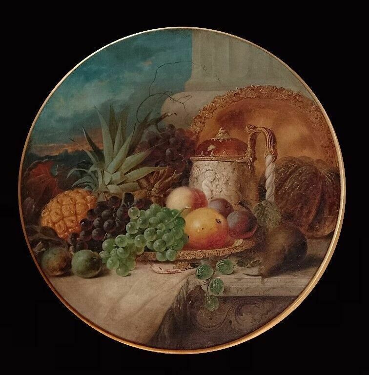 Fine Antique Large Still Life Oil Painting Of Fruit James Poulton C 1860's photo vintage