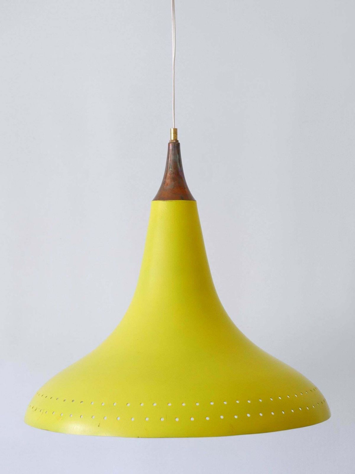 Elegant Mid Century Modern Perforated Aluminium Pendant Lamp Austria 1960s photo vinterior
