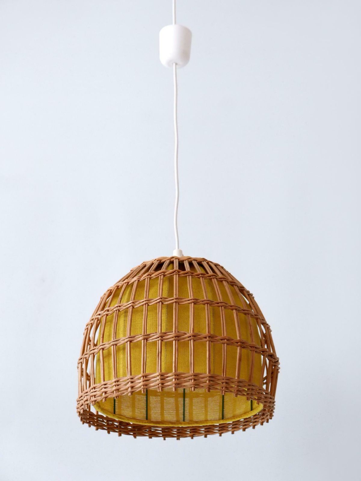 Mid Century Modern Rattan Pendant Lamp Or Hanging Light Germany 1960s photo 2000.0