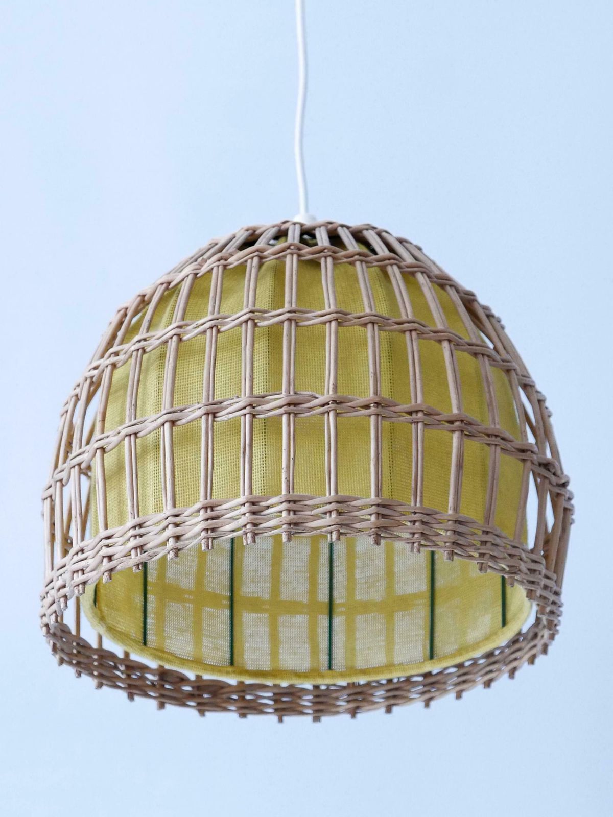Mid Century Modern Rattan Pendant Lamp Or Hanging Light Germany 1960s photo buy