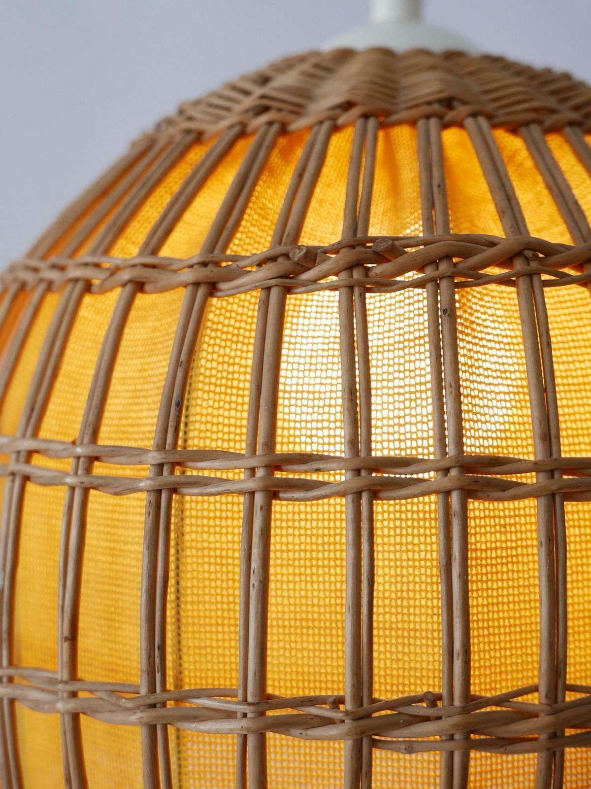 photo buy Mid Century Modern Rattan Pendant Lamp Or Hanging Light Germany 1960s