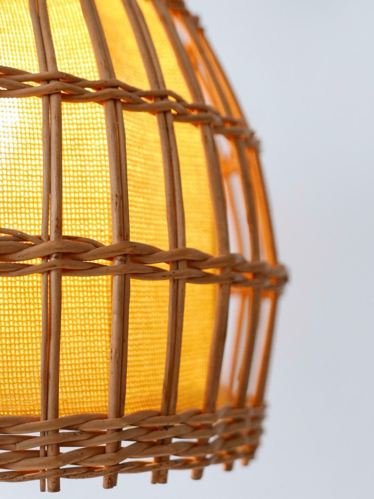photo vintage Mid Century Modern Rattan Pendant Lamp Or Hanging Light Germany 1960s