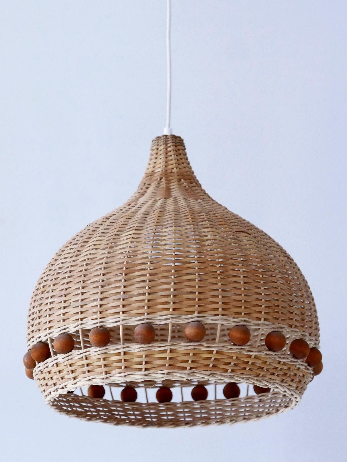 photo furniture Mid Century Modern Rattan Tulip Pendant Lamps Or Hanging Lights Germany 1960s