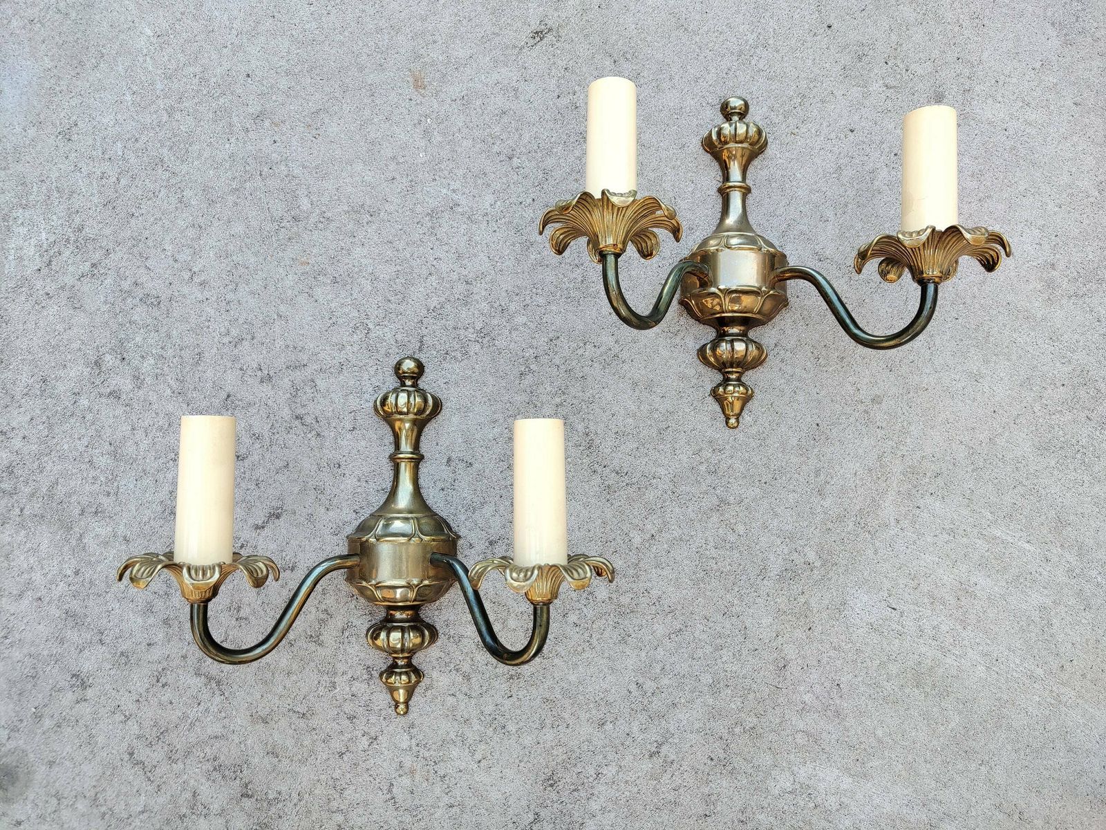 Pair Of Vintage Brass Sconces By J. Sommer // Neoclassical Floral Brass Sconces // Made In Sweden In 1960s