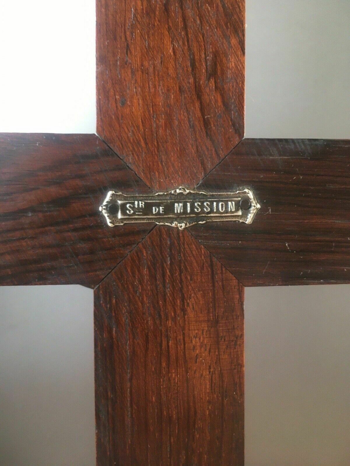 Antique French Art Deco Ecclesiastical Wooden Altar Crucifix Church Cross Jesus photo vintage