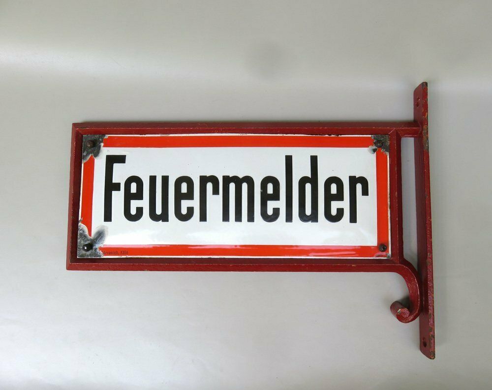 photo buy Art Nouveau Fire Alarm Sign In Enameled Cast Iron From Bürvenich, Cologne, Germany, 1890s