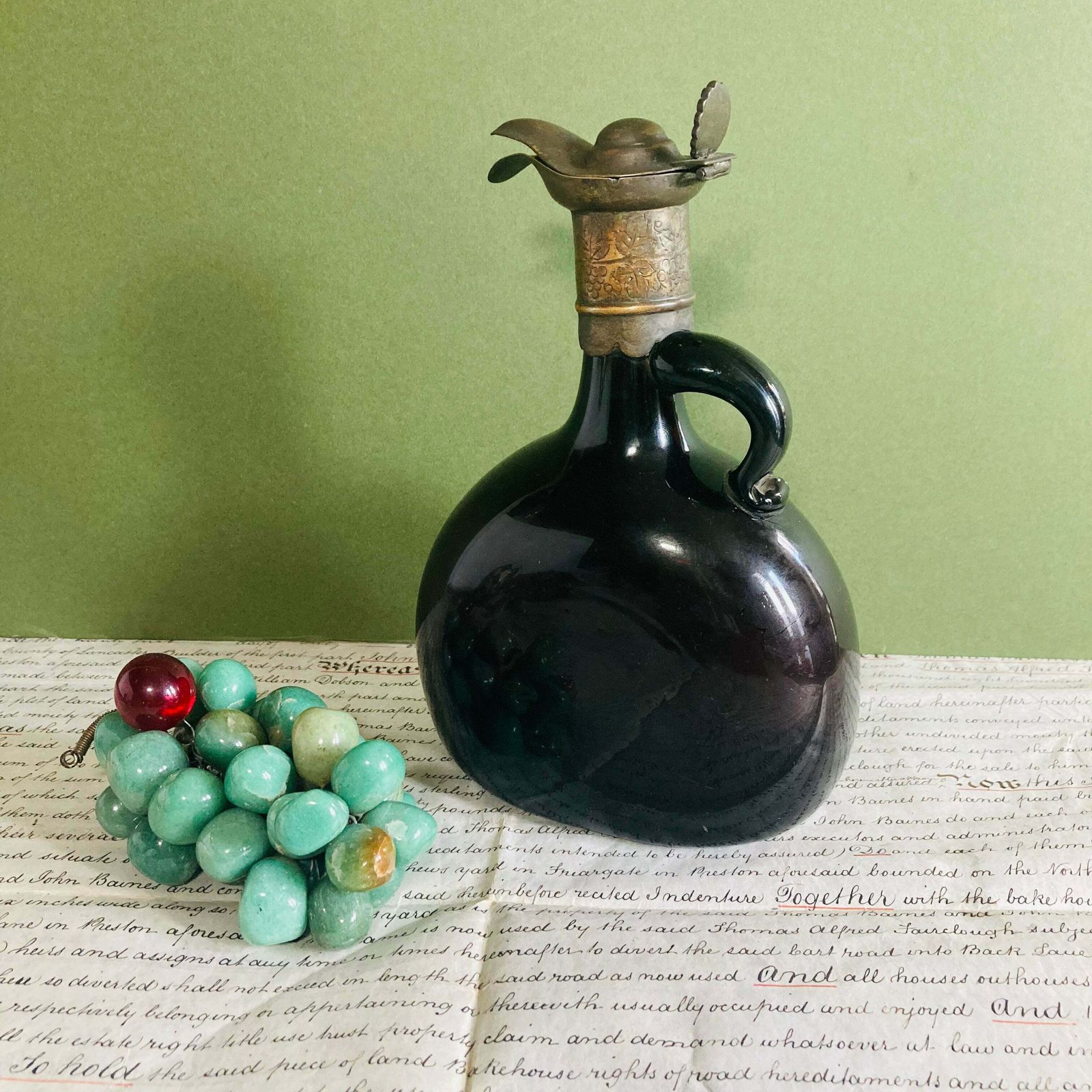 Antique Glass Flagon Decanter Bottle photo furniture