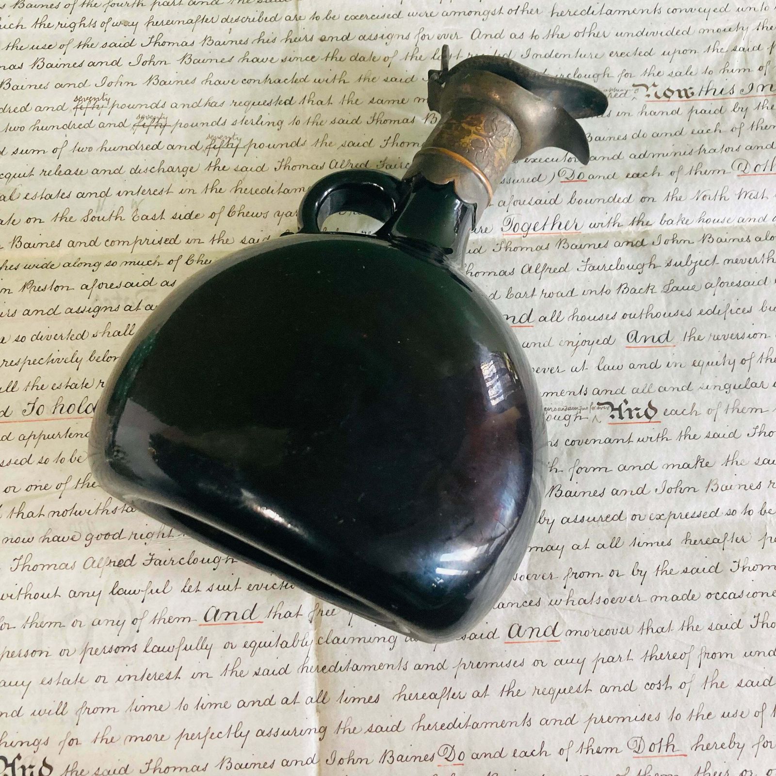 photo vinterior Antique Glass Flagon Decanter Bottle