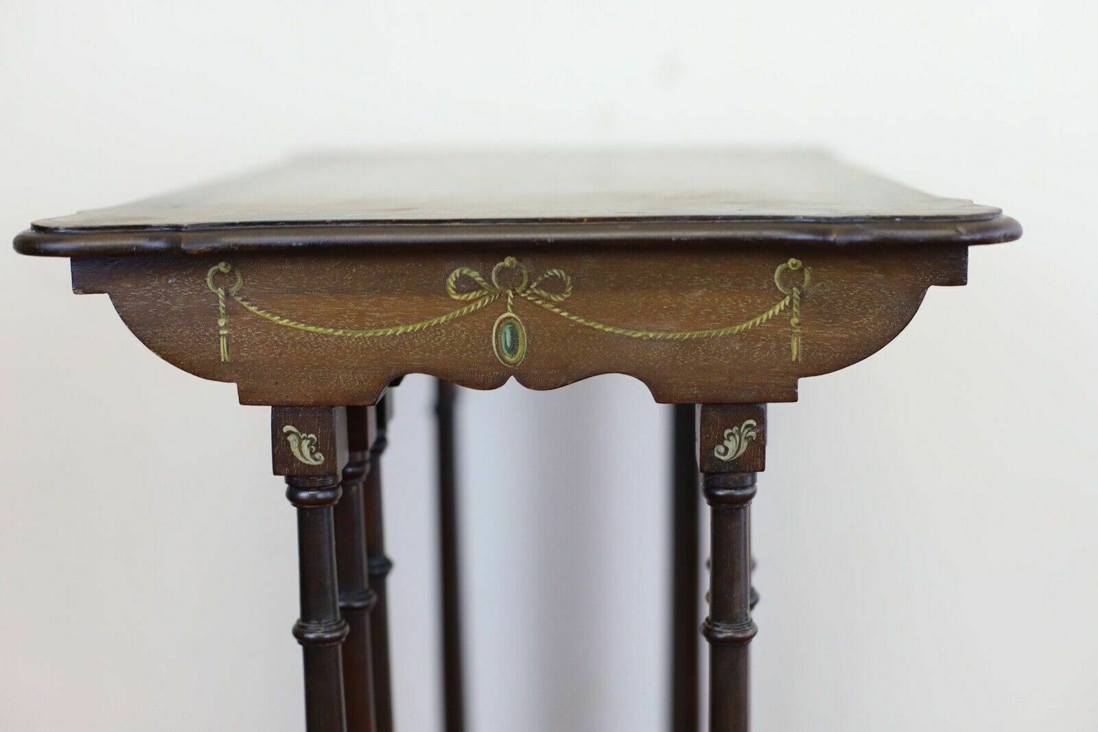 Fine Set Of Three Victorian Mahogany Hand Painted Nest Of Tables photo vinterior
