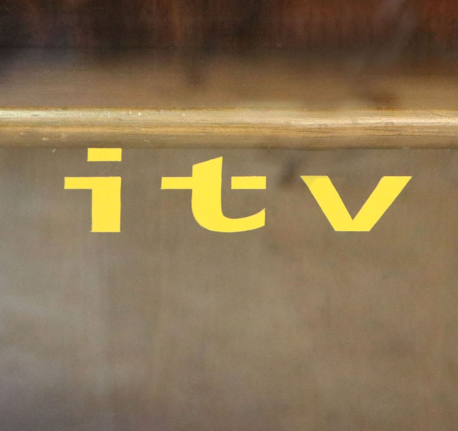 Furniture This Lovely Retro Display Cabinet Later Hand Sign Written For Anglia Television. photo