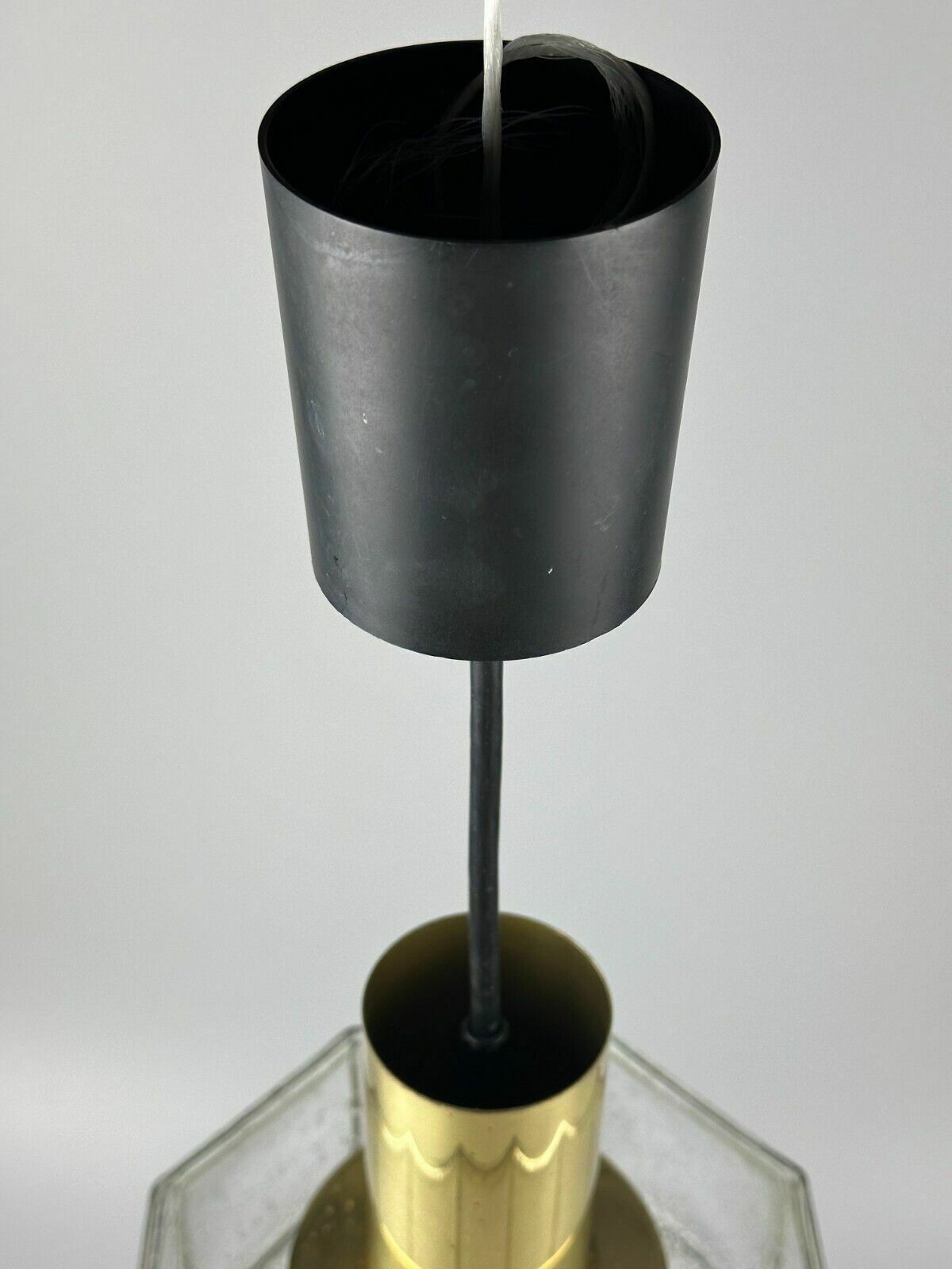 60s 70s Ceiling Lamp Glashütte Limburg Germany Glass & Brass Space Age photo 434.0
