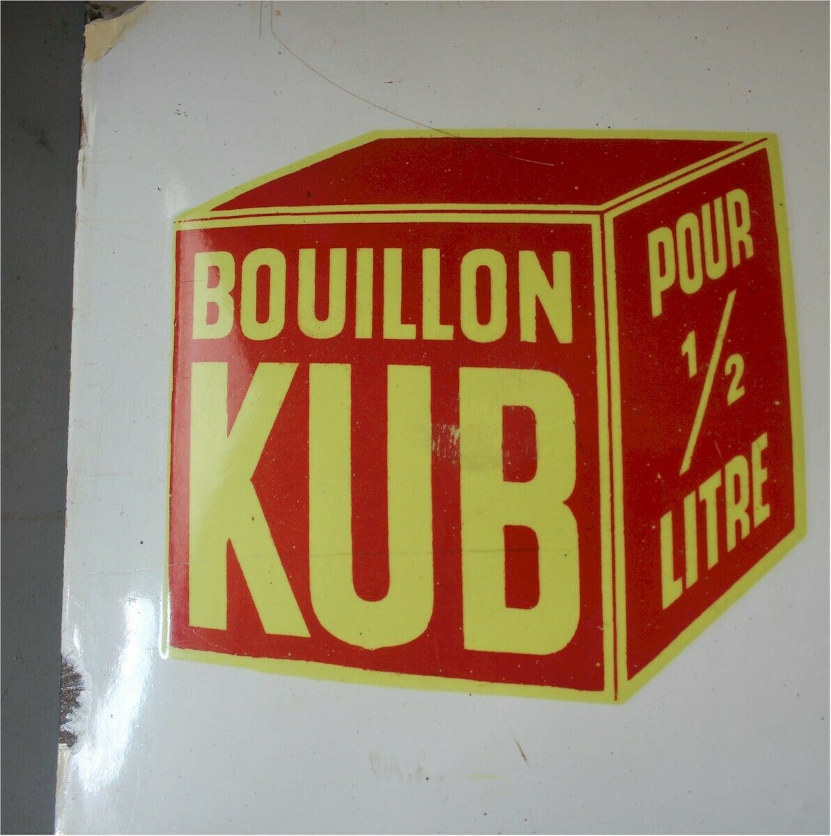 Bouilon Kub French Enamelled Advertising Sign photo for sale