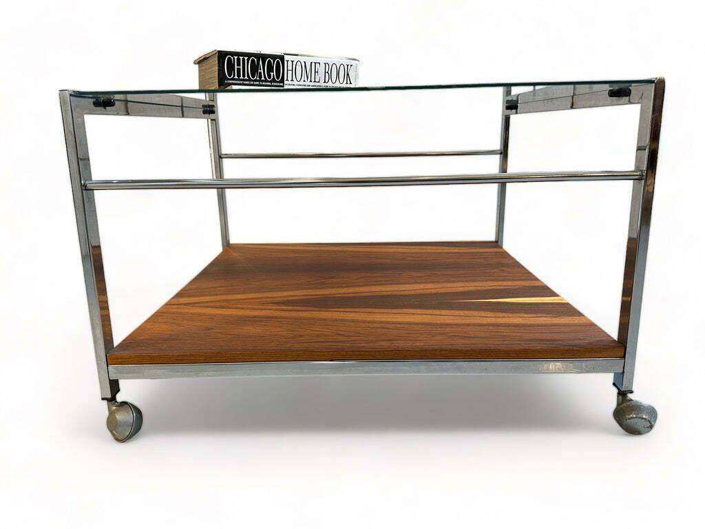 Fabulous Midcentury Merrow Associates Rosewood Chrome & Glass Coffee Table Circa 1960 photo for sale