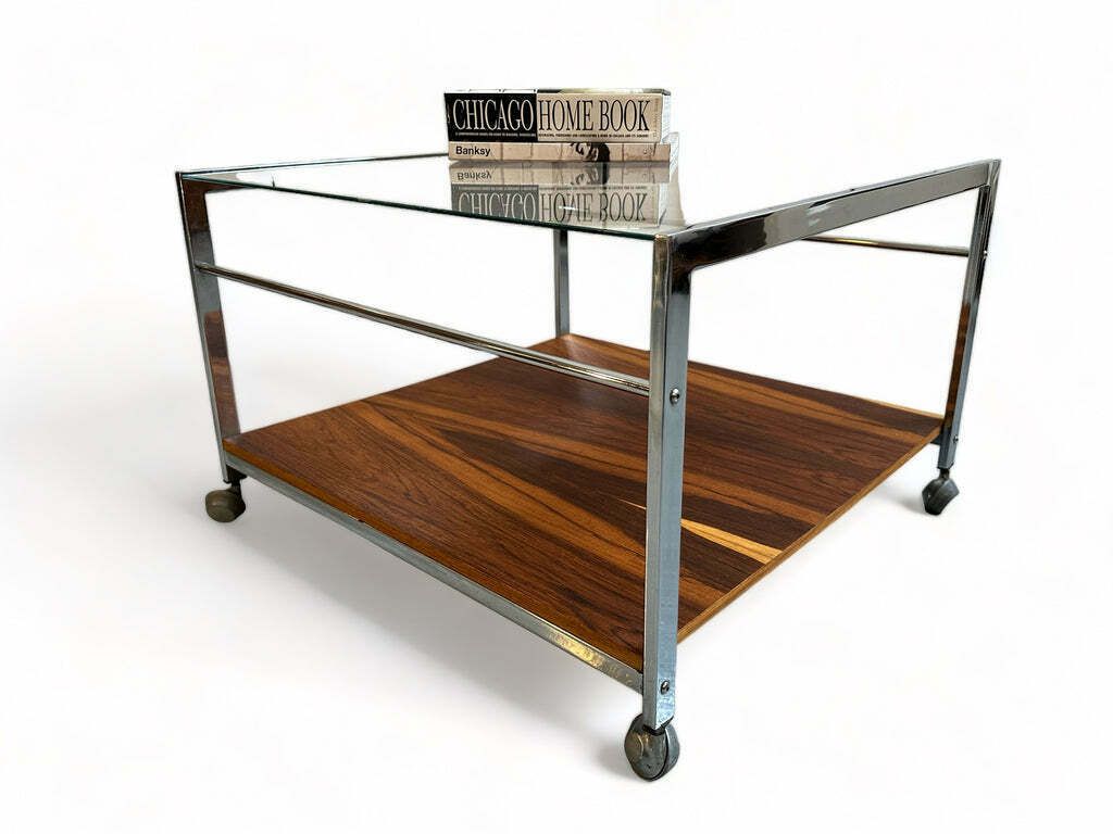 Fabulous Midcentury Merrow Associates Rosewood Chrome & Glass Coffee Table Circa 1960 photo 695.0