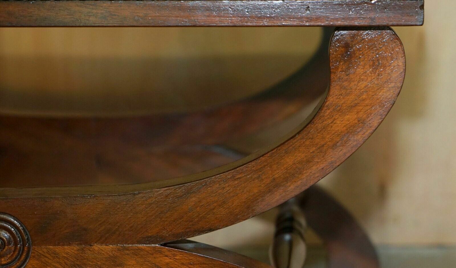 photo vinterior Pair Of Antique Regency Brown Leather Chesterfield Baron X Framed Footstools