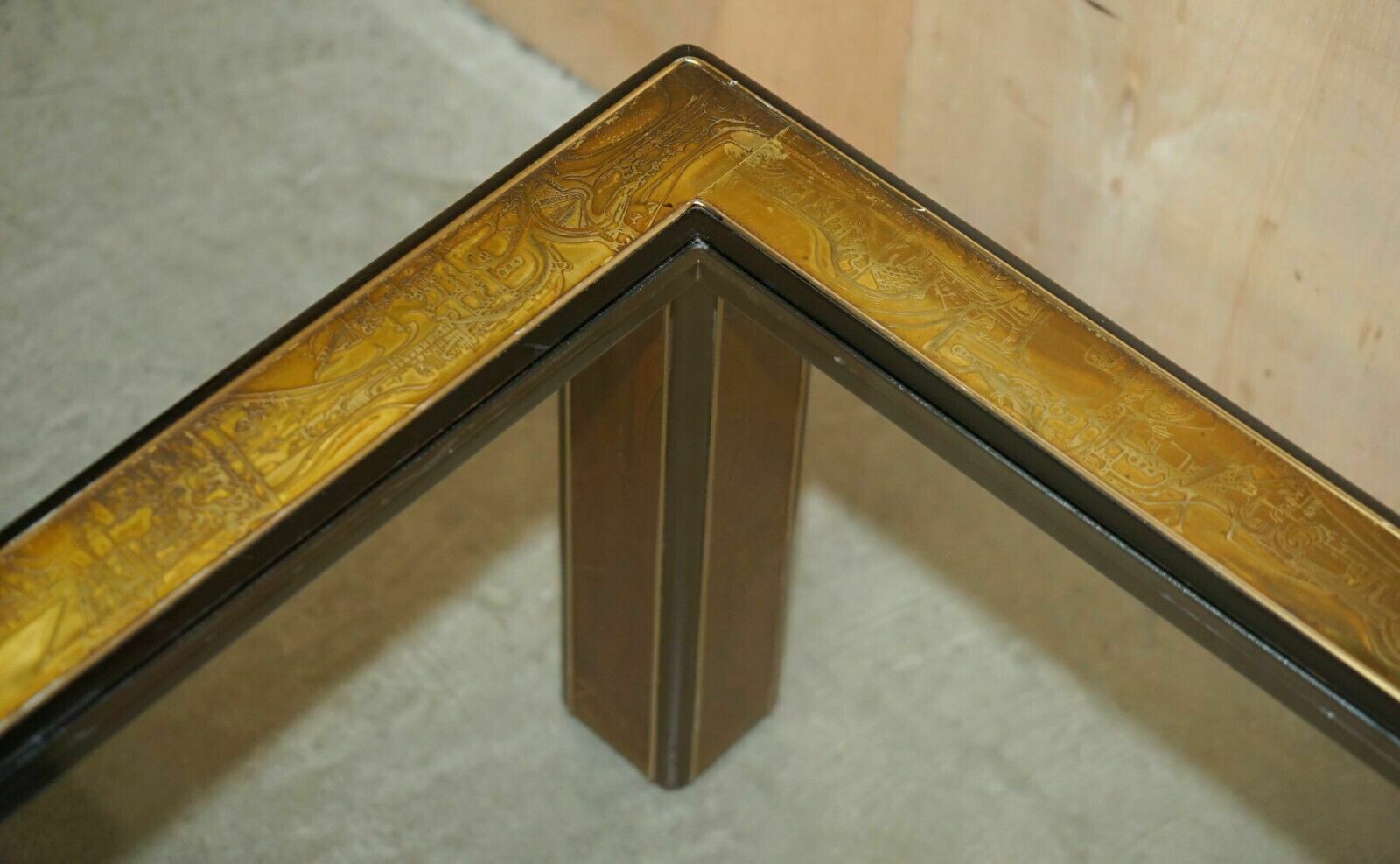 photo vintage Mid Century Modern Bernhard Rohne Mastercraft Acid Etched Coffee Cocktail Table