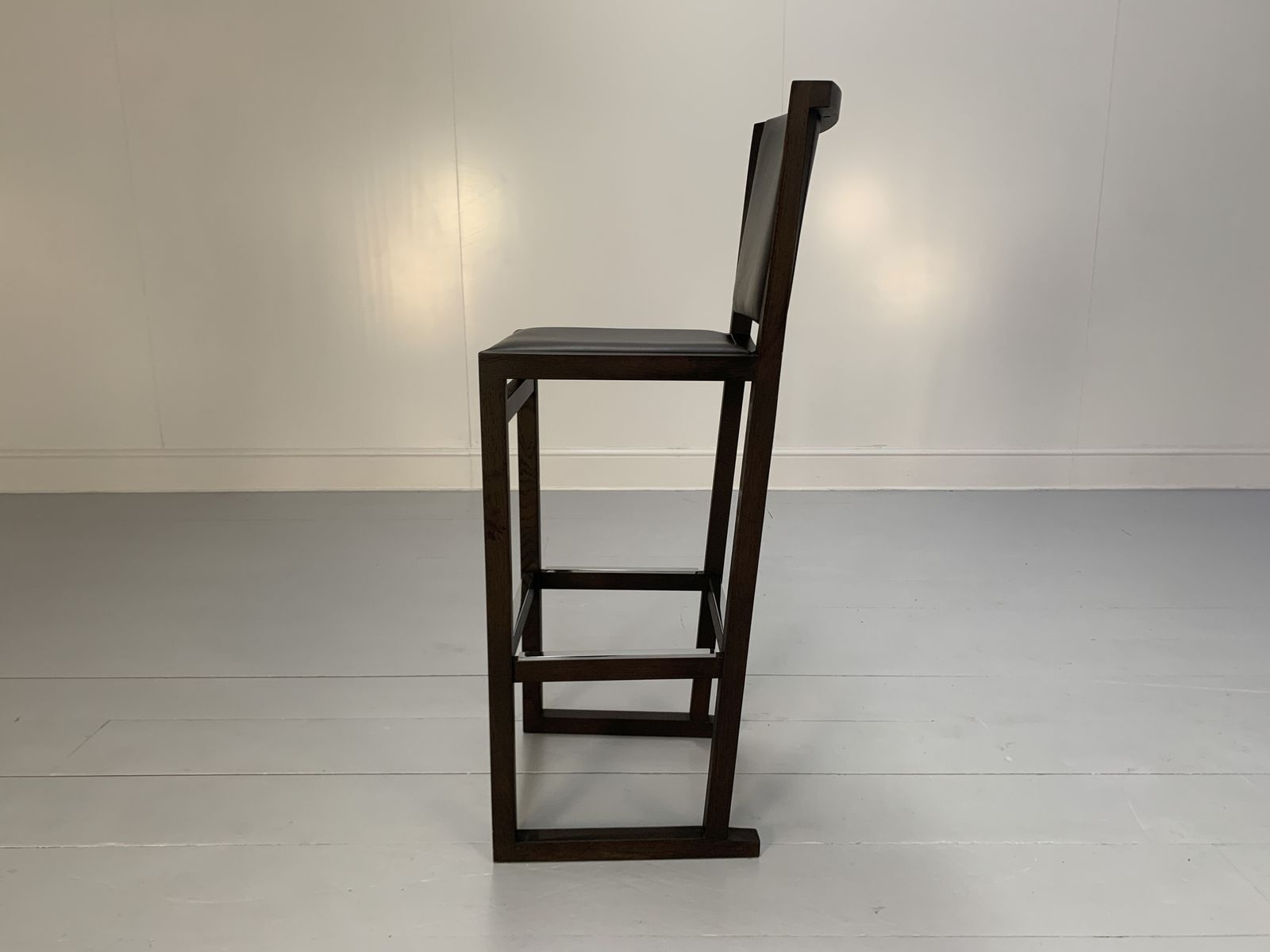 Pair Of B&B Italia “Musa Sm46g” Tall Bar Stool Chairs – In Dark Grey “Kasia” Leather photo buy