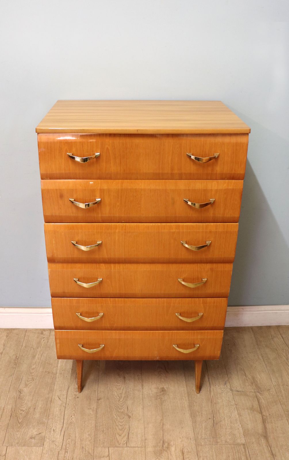 A Superb Teak Veneered Chest Of Drawers By Meredew. photo for sale