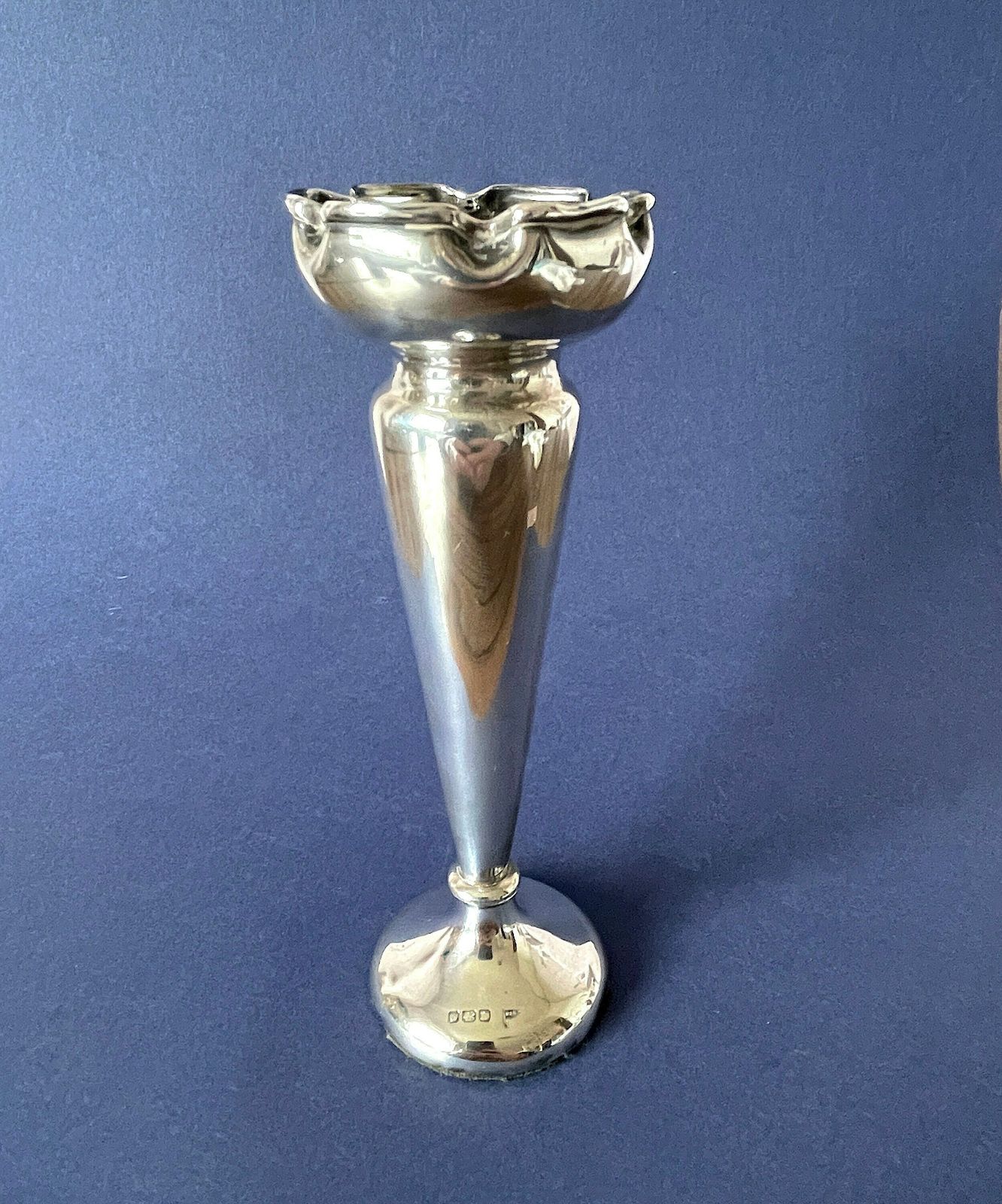 Antique Hallmarked Silver Vase, 1914 Walker & Hall .925 Sterling Silver Flower/Posy Vase With Weighted Base, English Sheffield Silver Decor photo furniture