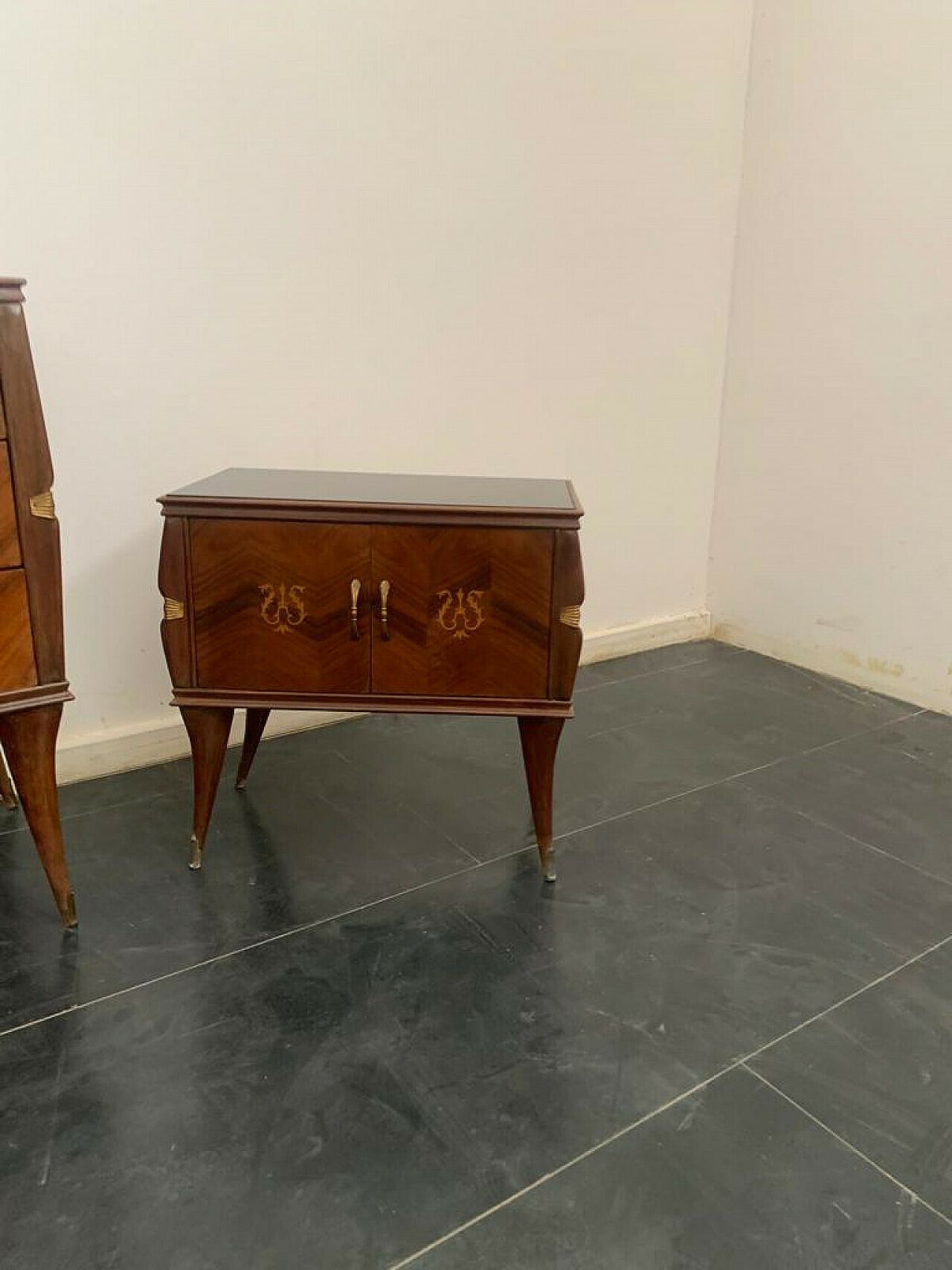 Pair Of Rosewood And Brass Bedside Tables, 1950s photo vinterior