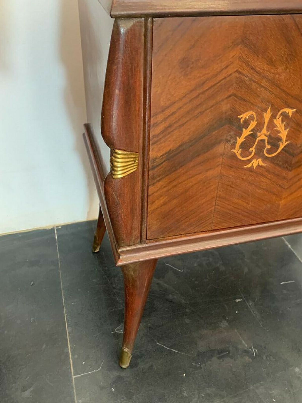 1520.48 Pair Of Rosewood And Brass Bedside Tables, 1950s photo