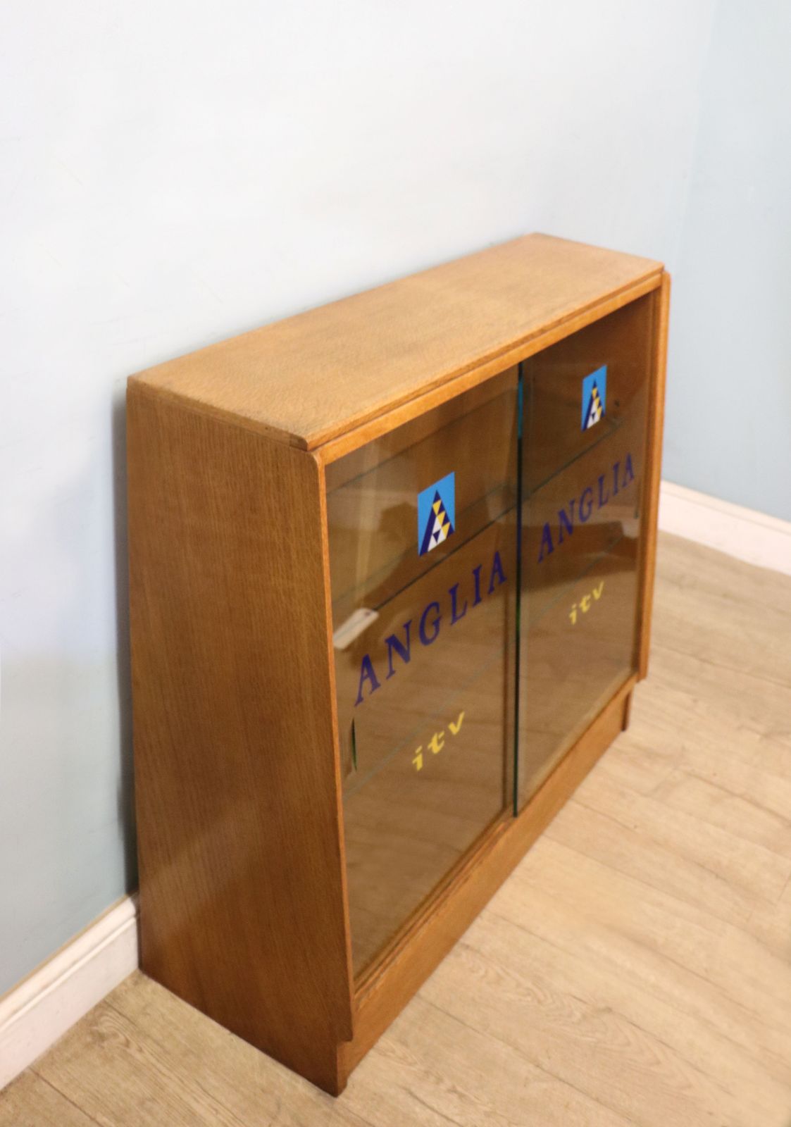 This Lovely Quality Mid Century Retro Display Cabinet Later Sign Written For Anglia Television. photo furniture