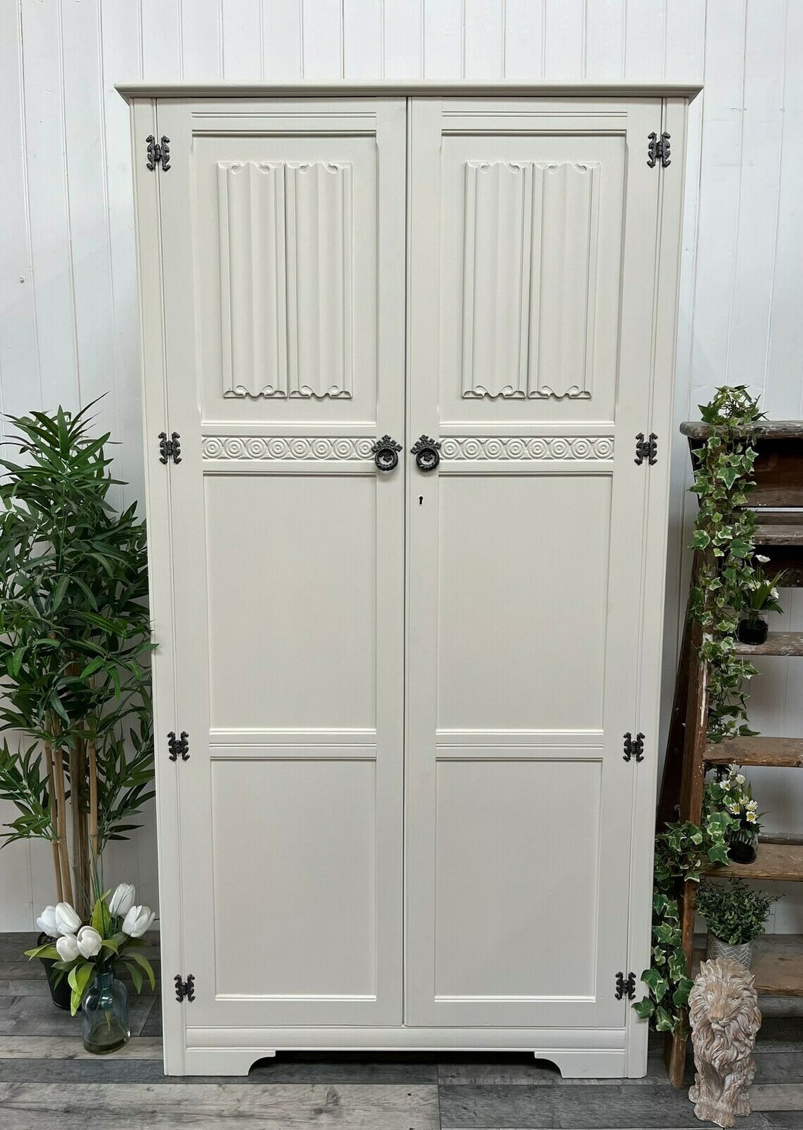 Custom/Bespoke Hand Painted Upcycled Furniture Unique Antique/Vintage Double Wardrobe/Hallrobe Cloak Cupboard photo 550.0