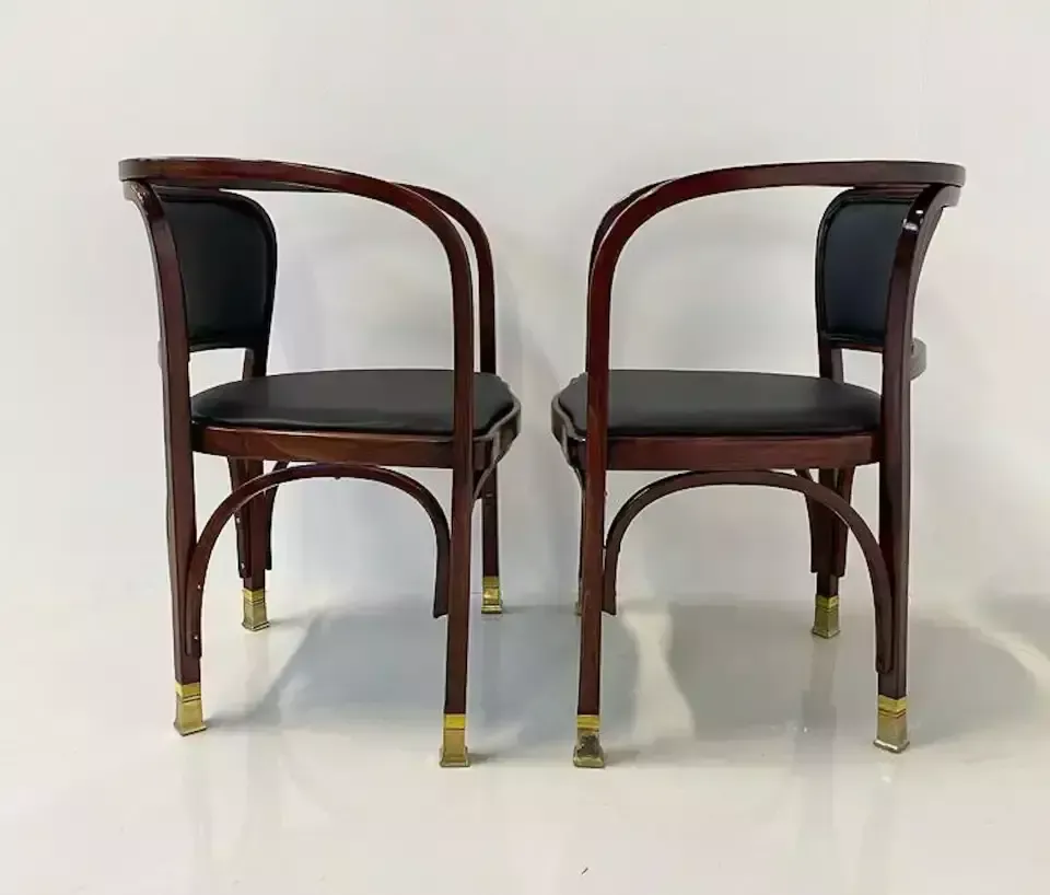 Pair Of N° 715 Gustav Siegel Armchairs For Kohn, Austria, 1900s photo Furniture