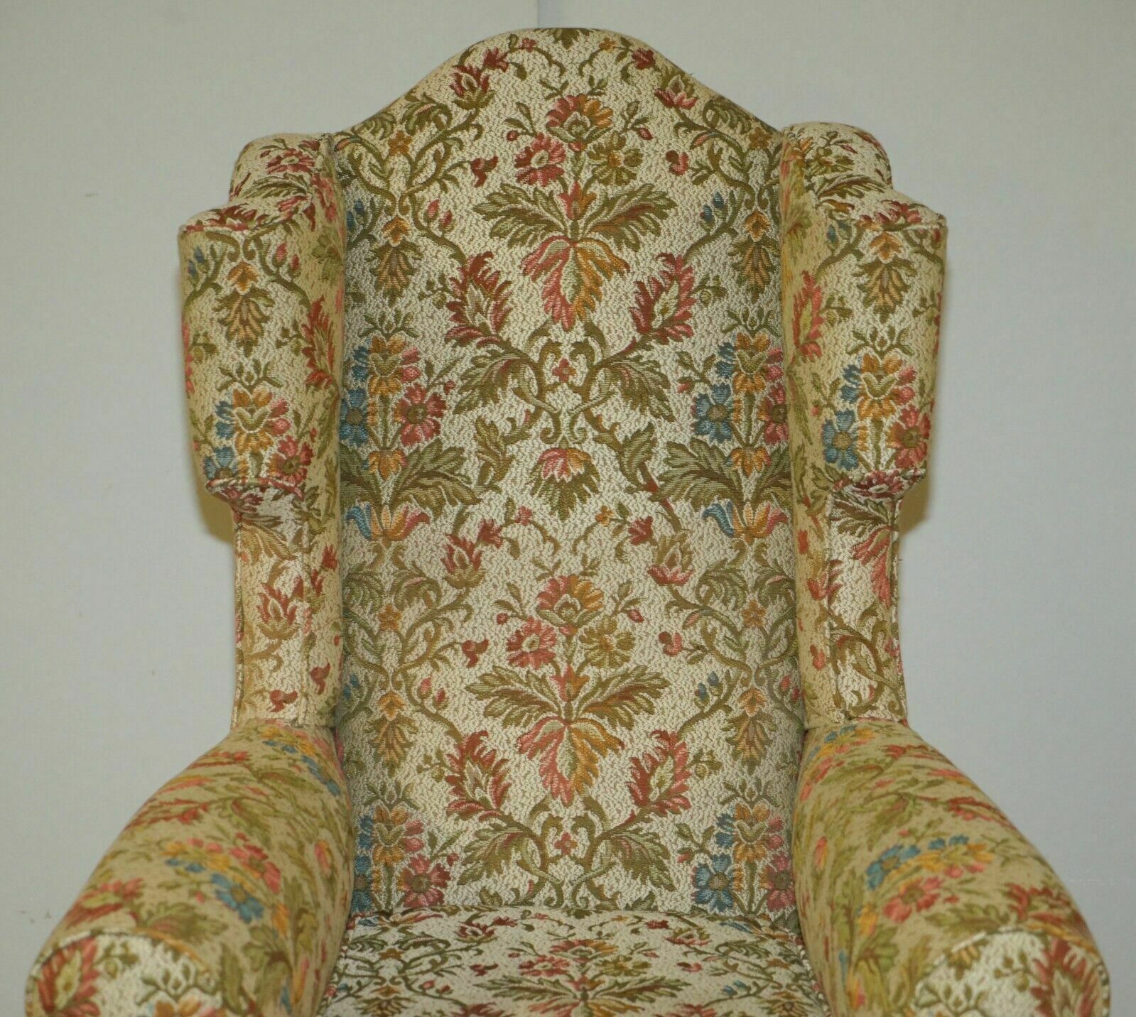 Pair Of Antique Italian Carolean High Back Wingback Armchairs For Upholstery photo Furniture