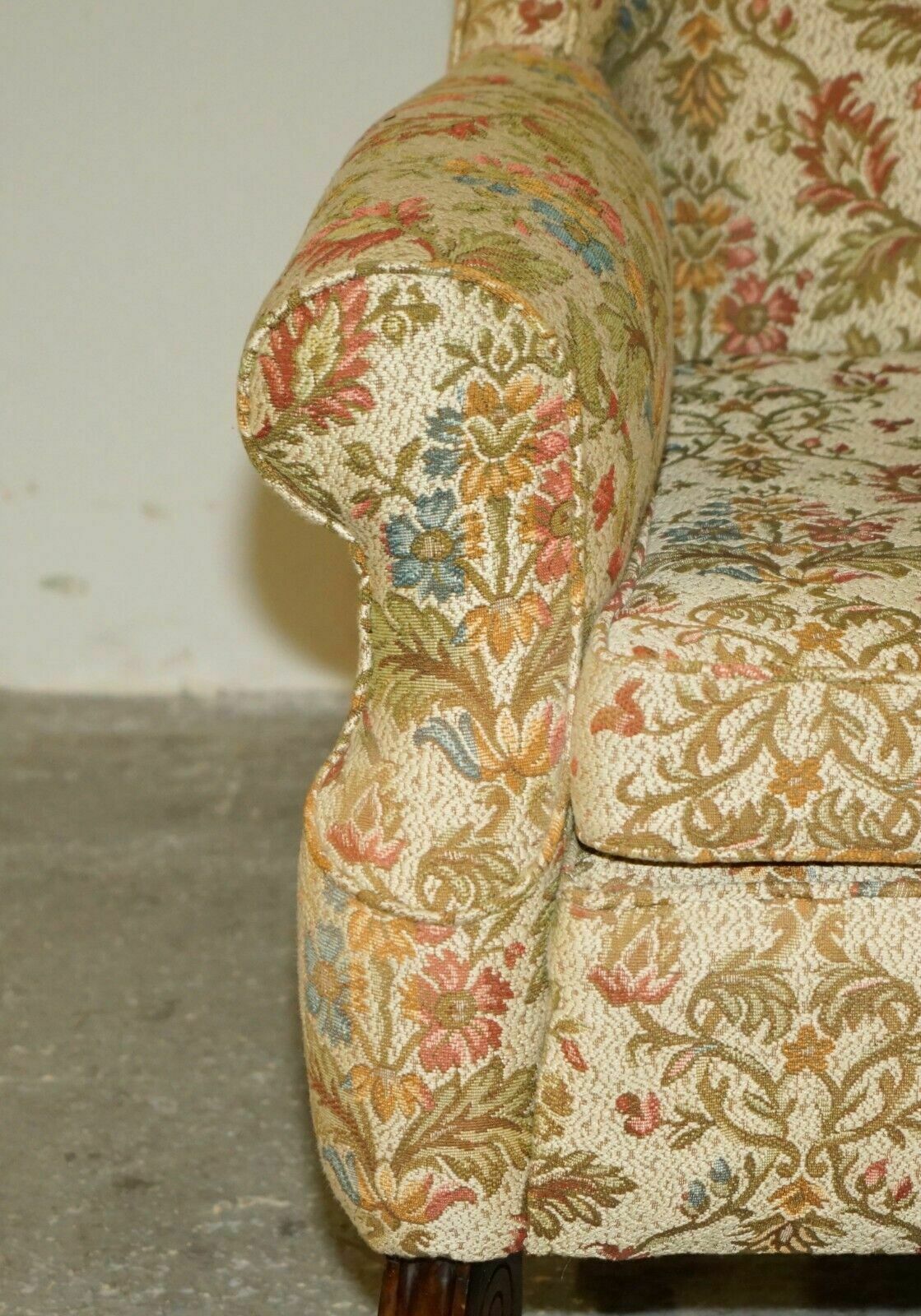 Pair Of Antique Italian Carolean High Back Wingback Armchairs For Upholstery photo buy
