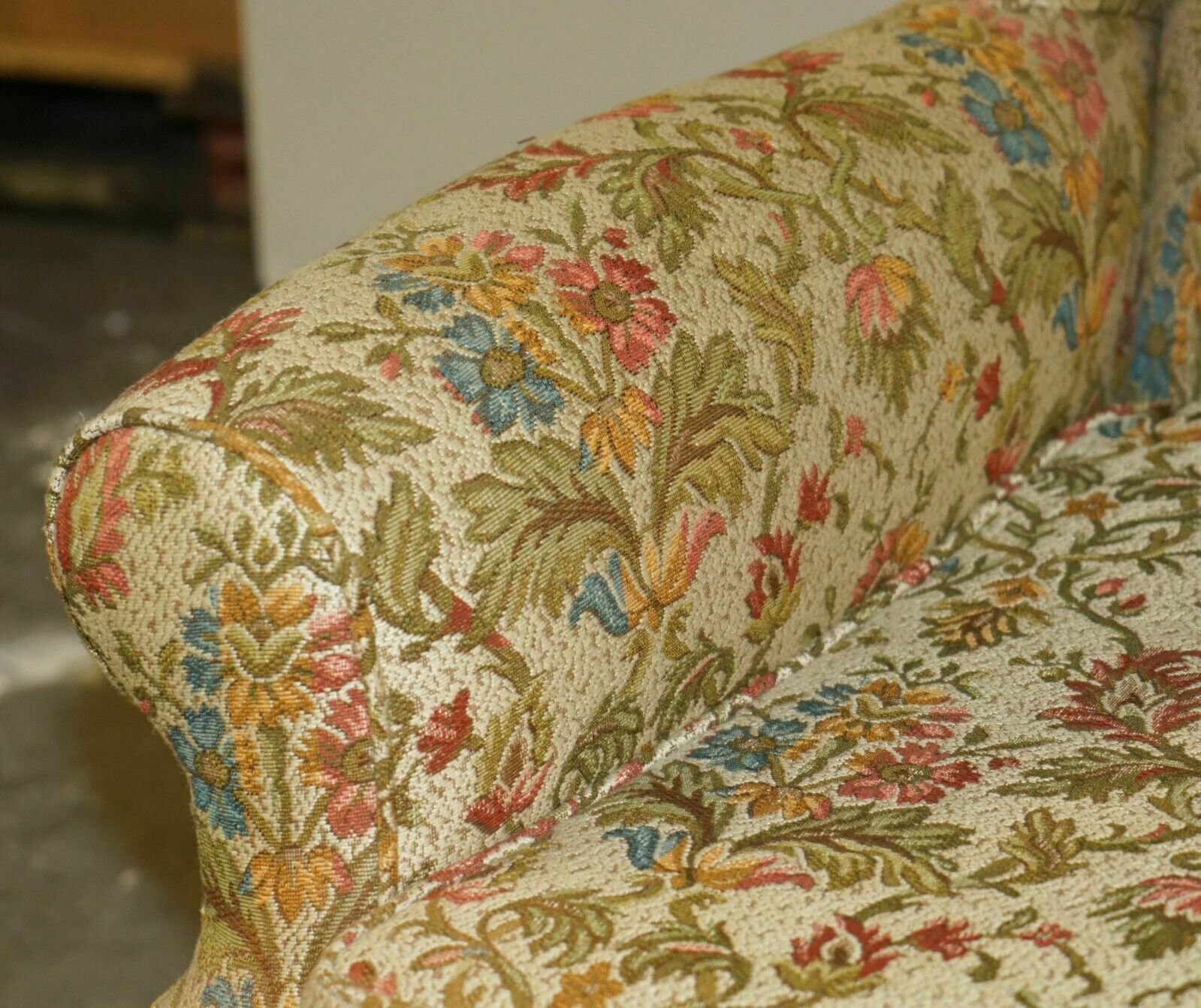Pair Of Antique Italian Carolean High Back Wingback Armchairs For Upholstery photo vintage