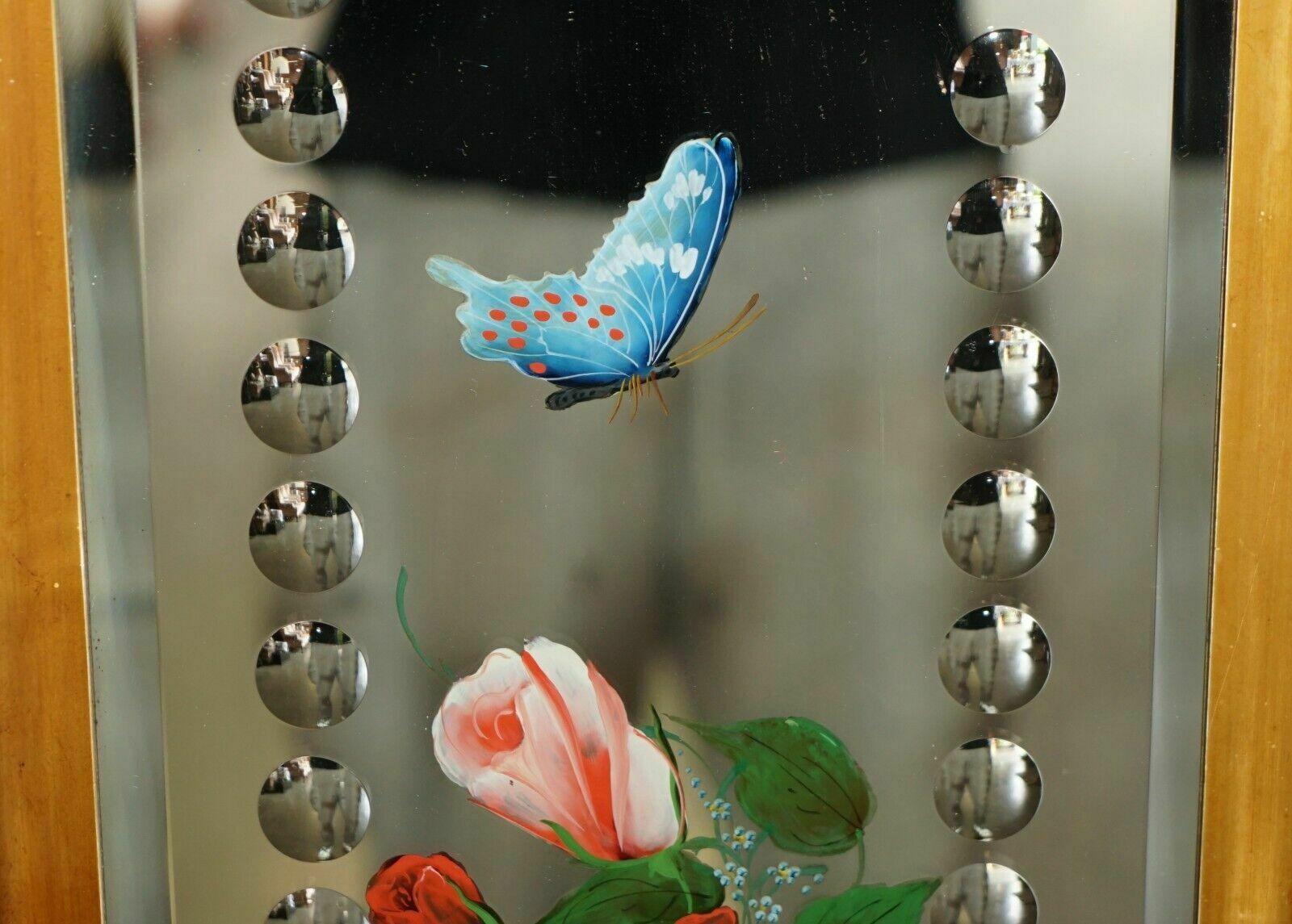 Unique Pair Of Antique Italian Venetian Carved Reverse Painted Bird Mirrors photo buy