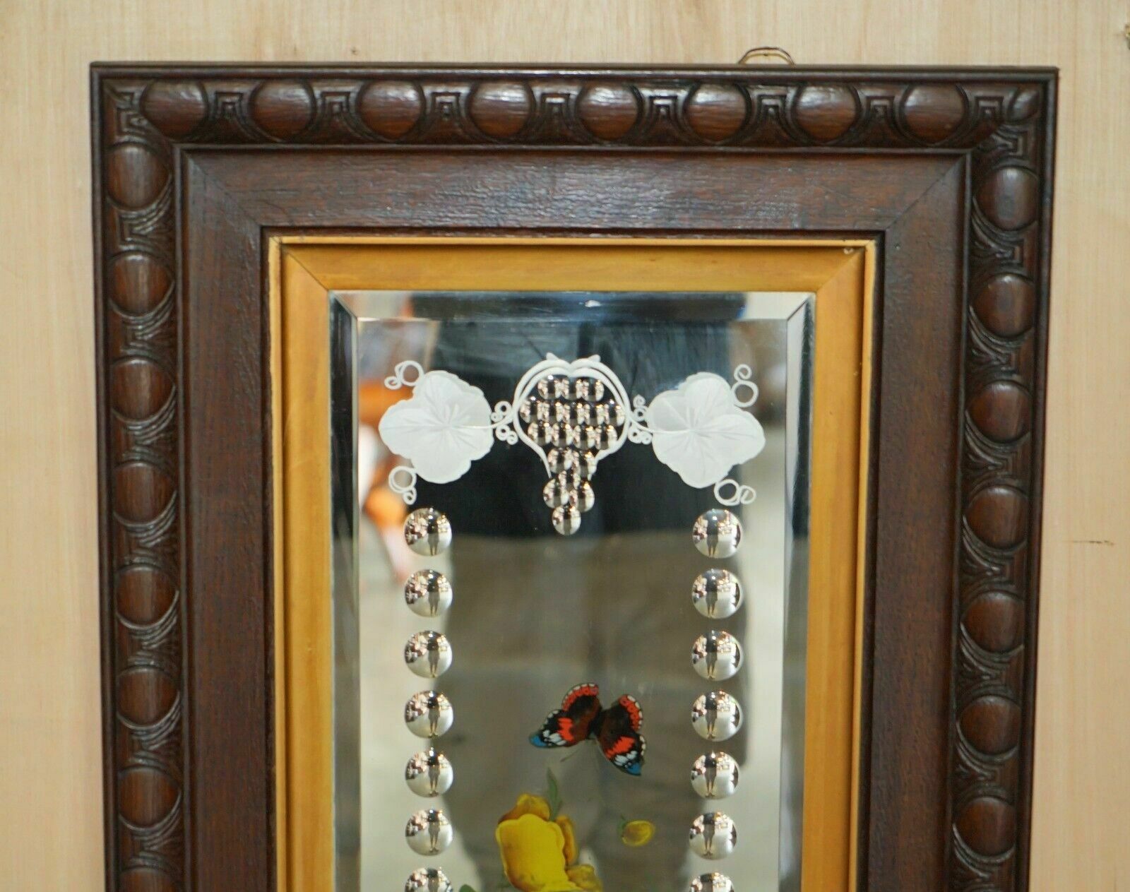 photo buy Unique Pair Of Antique Italian Venetian Carved Reverse Painted Bird Mirrors