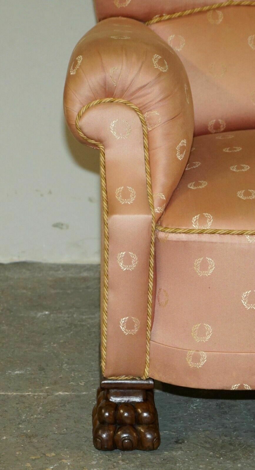 Pair Of Antique Art Deco Circa 1920 Lions Hairy Paw Carved French Club Armchairs photo buy