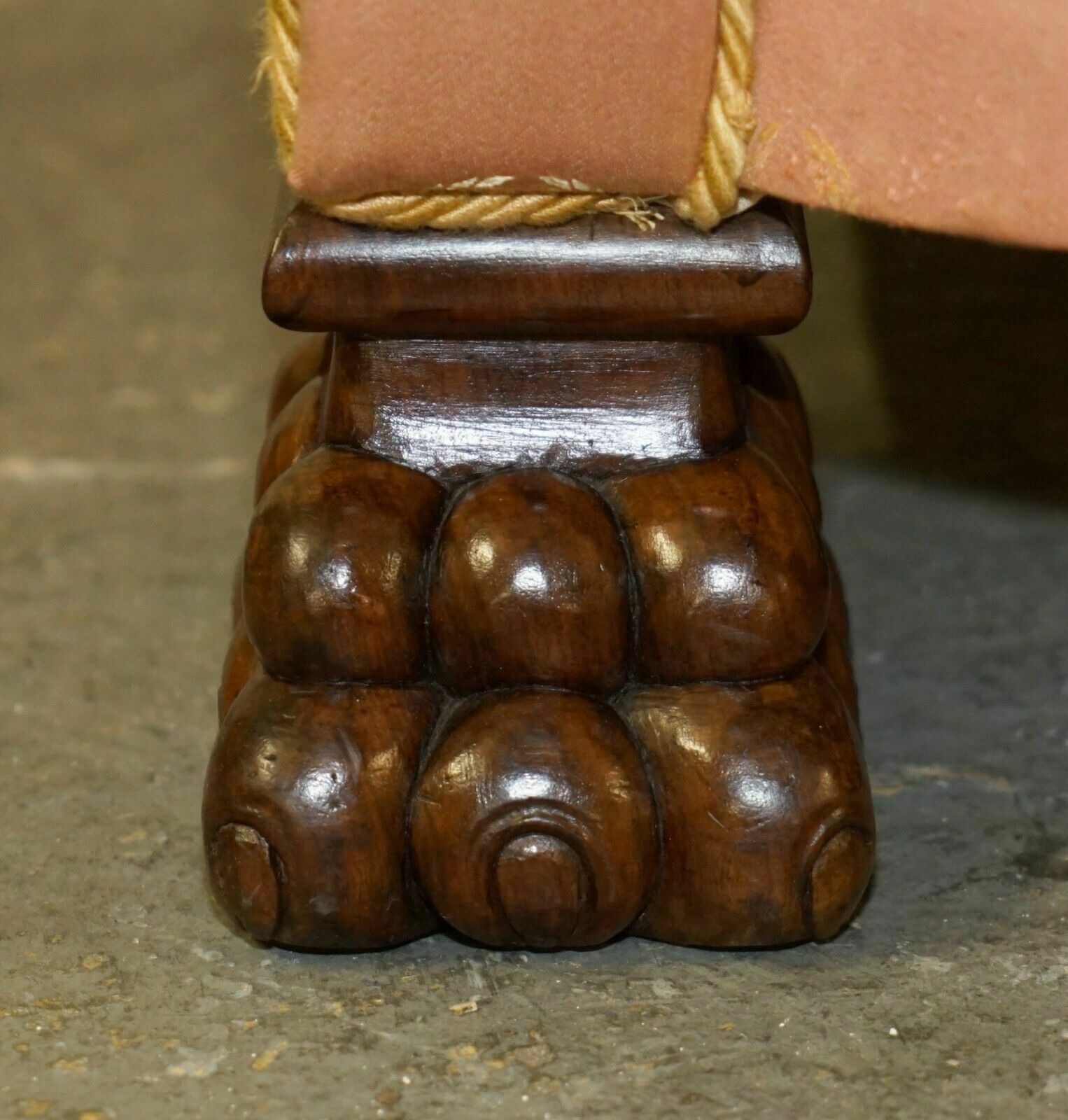 Pair Of Antique Art Deco Circa 1920 Lions Hairy Paw Carved French Club Armchairs photo vintage