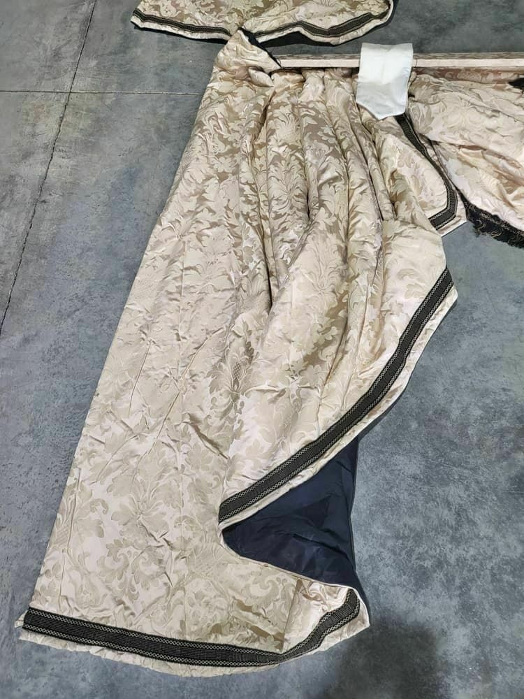 photo for sale Curtains Large Pelmet Swags Gold Cream Fabric Lined 299cm Wx187 Drop 9'10" Wide