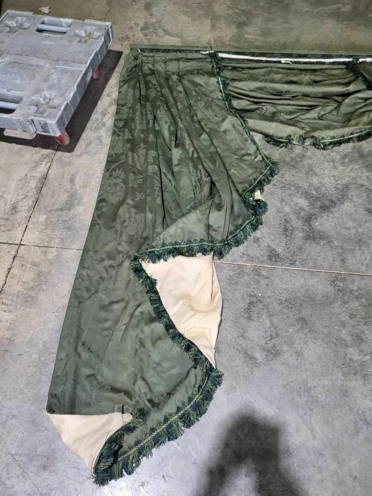 Curtains Large Pelmet Swags 379cm W X 220 Drop 12"5" Wide Lined Green Fabric photo furniture