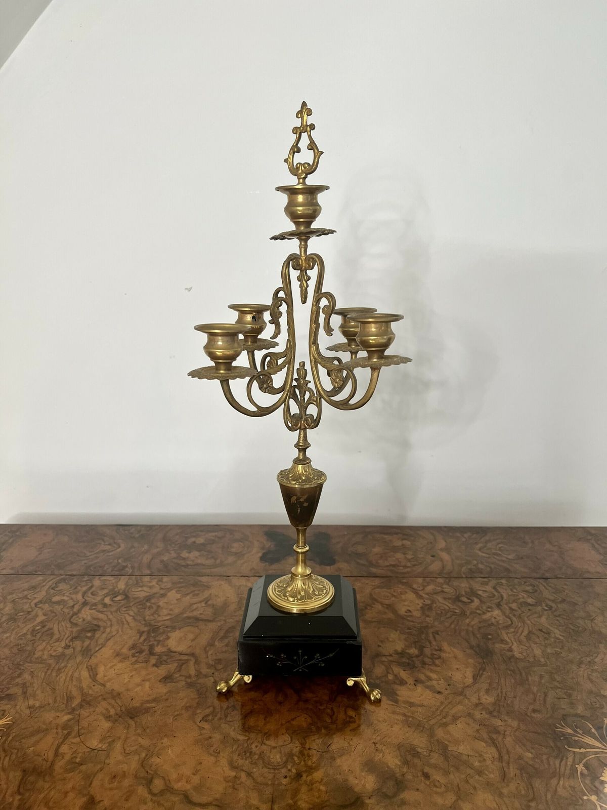 Pair Of Antique Quality Brass And Marble Candelabras photo buy